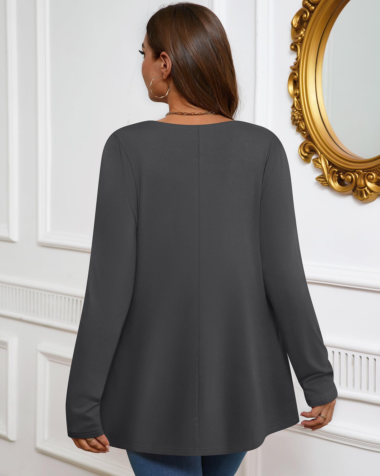 3 Pack Women's Plus Size Tunic Tops - Casual Long Sleeve Knit Blouses for Loose Fit Comfort | Perfect with Leggings for Work, Lounge & Everyday Wear
