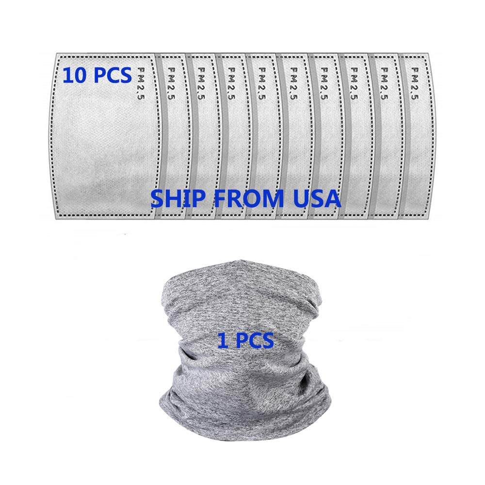 PM2.5 Replaceable Activated Carbon Filters for Face Masks & Neck Gaiters - Washable Dust Protection for Men & Women - Perfect for Cycling, Hiking, Running & Outdoor Activities
