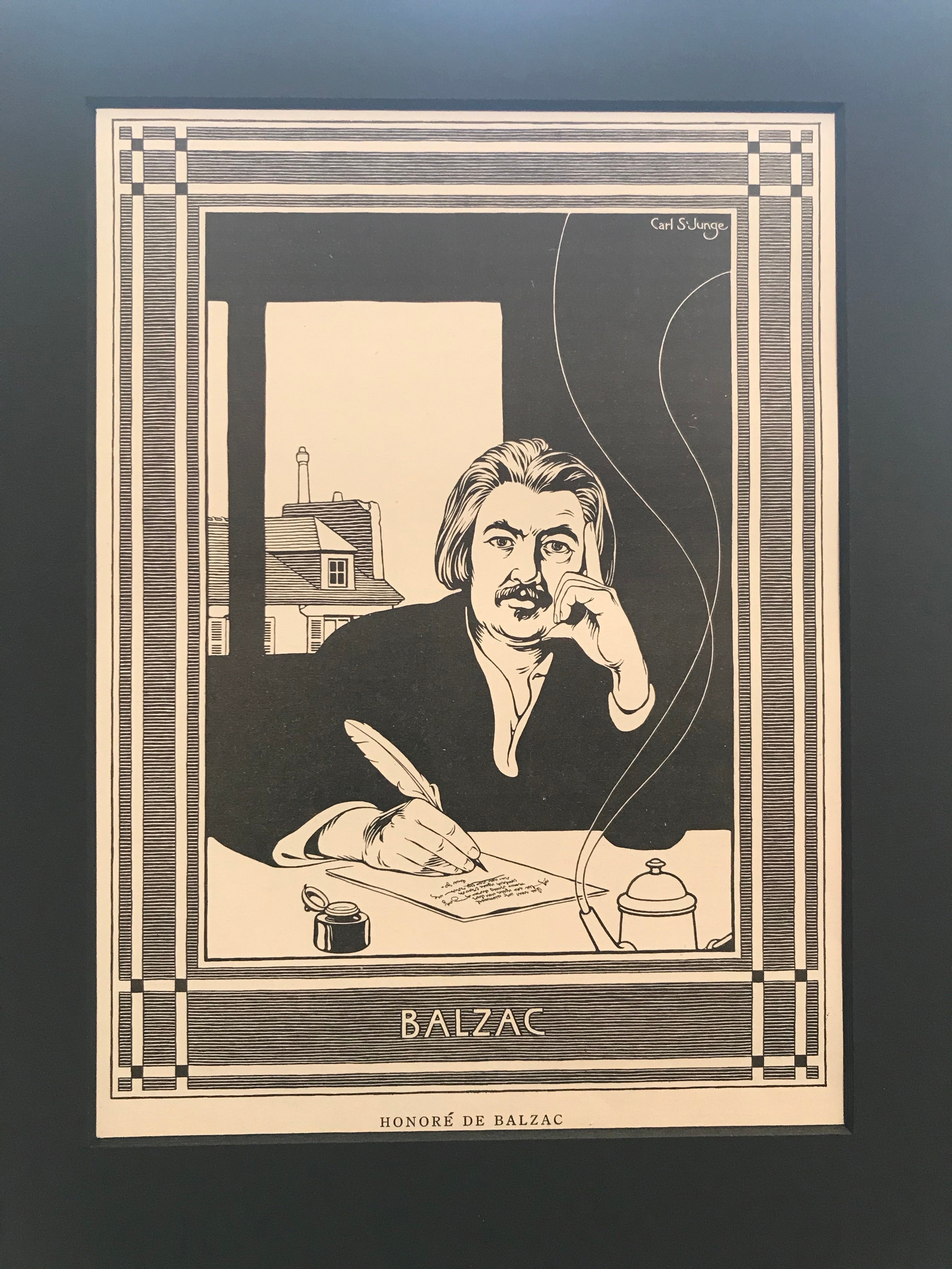 1920s Vintage American Illustration Print - Honoré de Balzac Literary Art Poster - Perfect for Home Office Decor, Library Wall Art & Book Lover Gifts