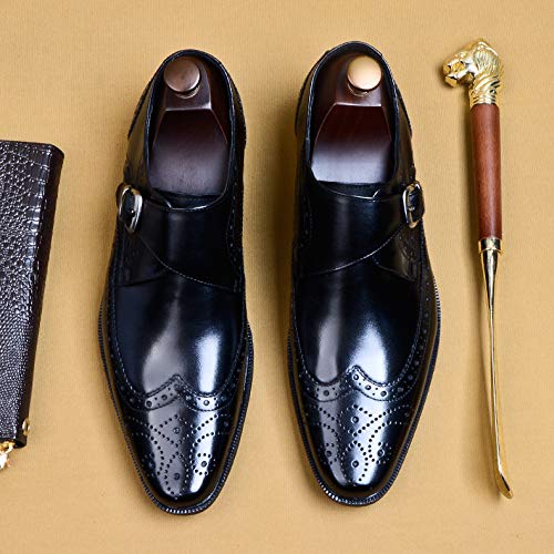 Men's Monk Buckle Dress Shoes - Leather Business & Formal Shoes for Urban Walking, Work, Banquet - Black Size 43/UK 8.5/US 9 - Perfect for Office, Wedding & Professional Occasions