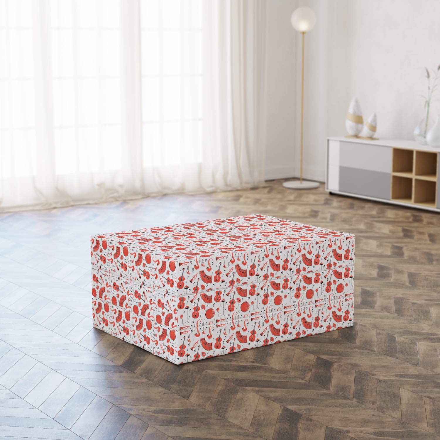 Ambesonne Music Themed Foldable Mattress - Musical Instruments Print, 74.8