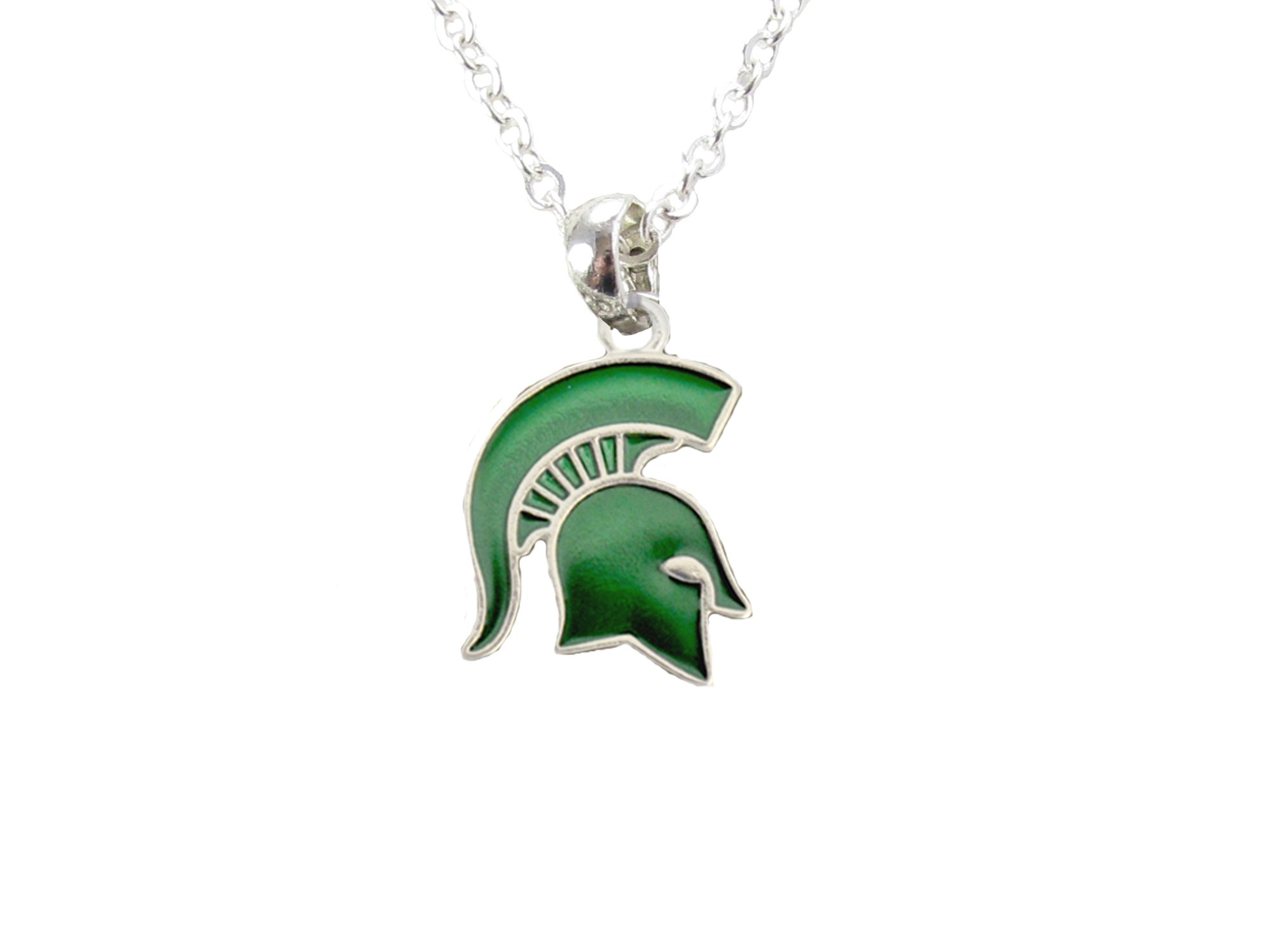 Michigan State Spartans Necklace - Iridescent Green Jewelry for MSU Fans