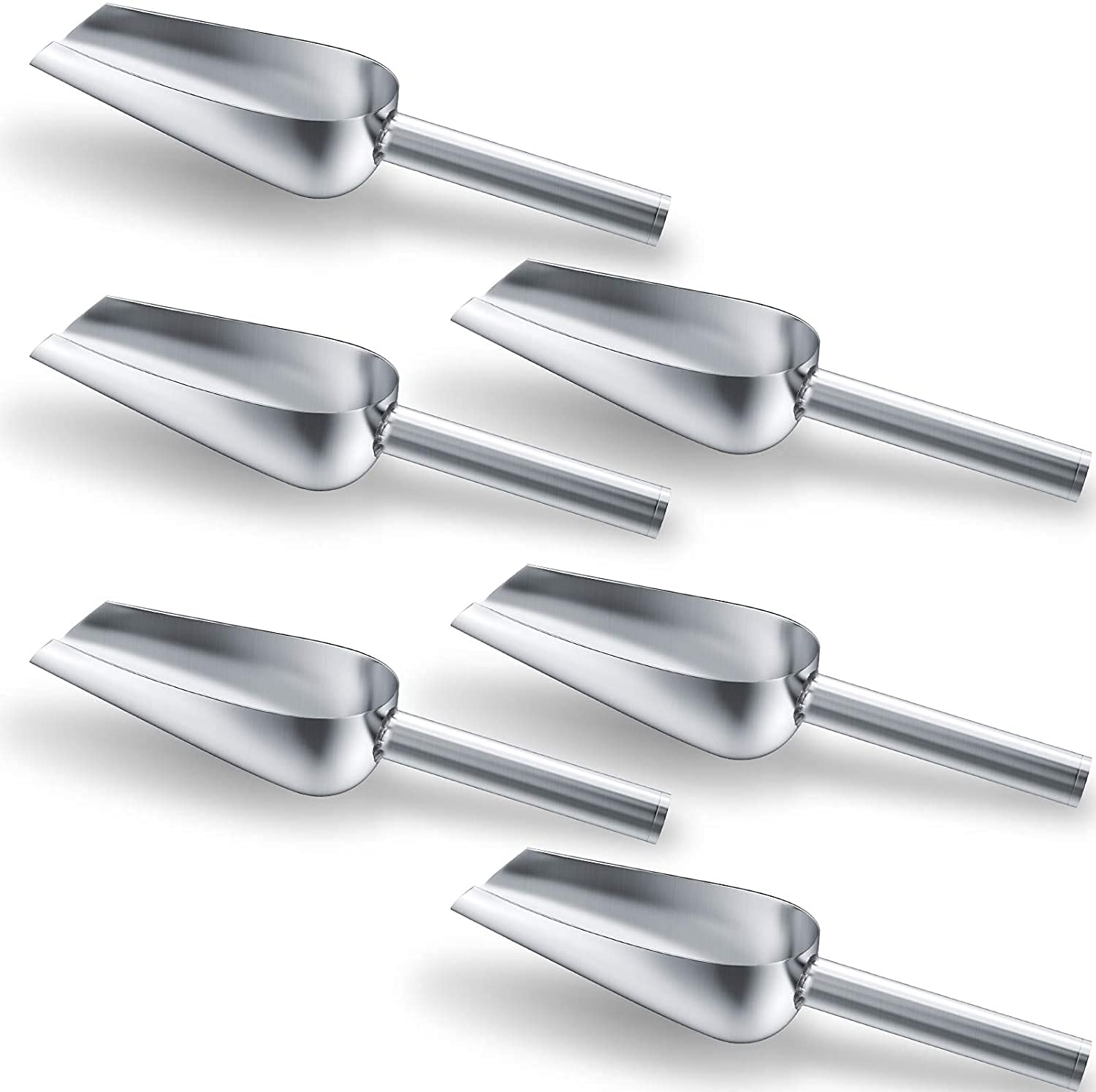 6Pcs Stainless Steel Ice Scoop & Flour Scoop Set - Multi-Purpose Kitchen Utensil for Baking, Bartending, Party & Wedding Food Serving | Durable & Easy to Clean
