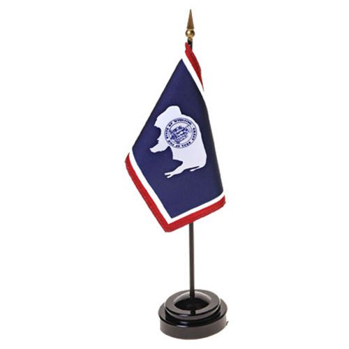 Wyoming State Flag 4x6 Inch Mounted E-Gloss - 12 Pack - Perfect for Home, Office, and Classroom Decorations