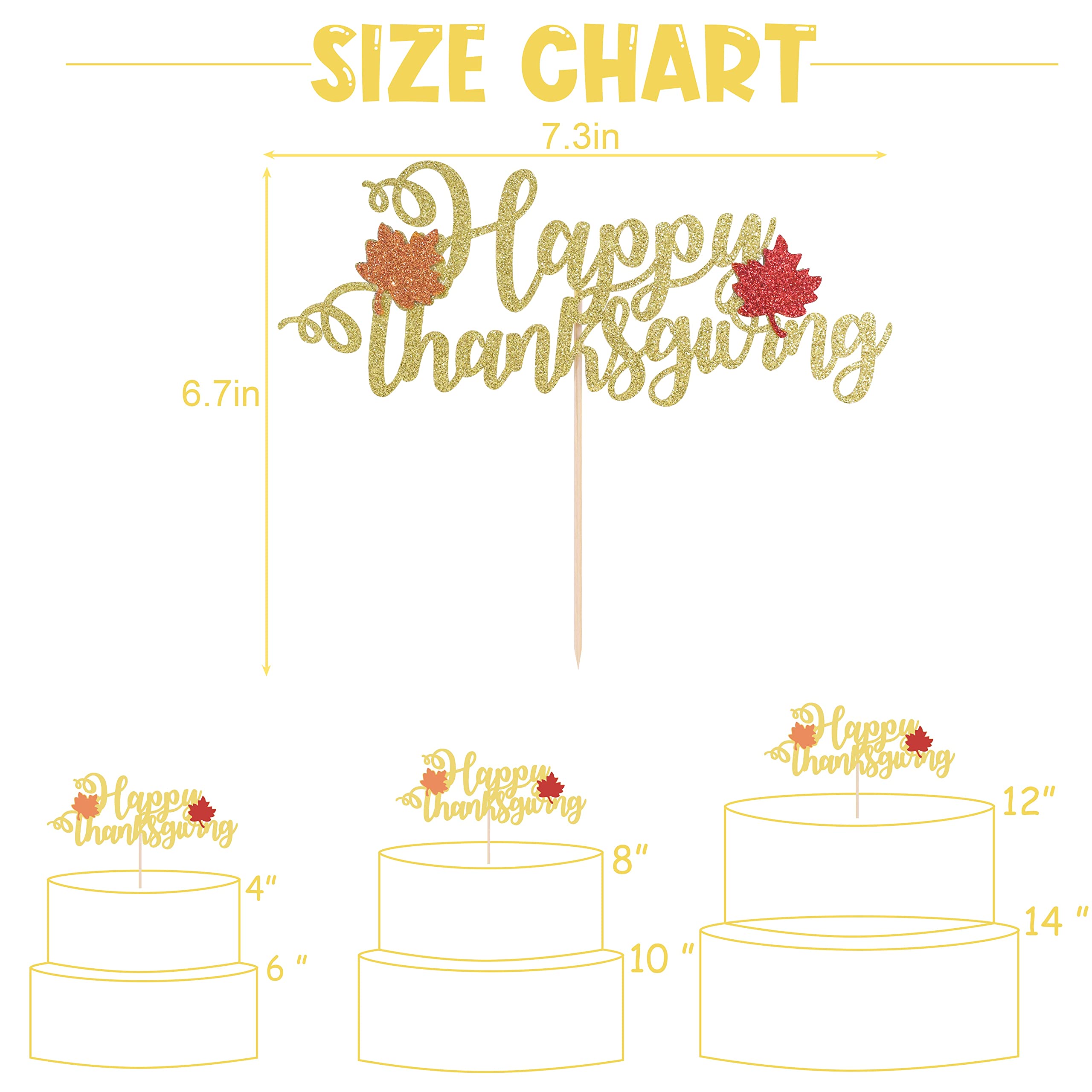 Happy Thanksgiving Cake Topper - Thankful Cake Decorations for Thanksgiving Party, Holiday Cake Topper Supplies - Perfect for Thanksgiving Desserts, Family Gatherings & Festive Celebrations