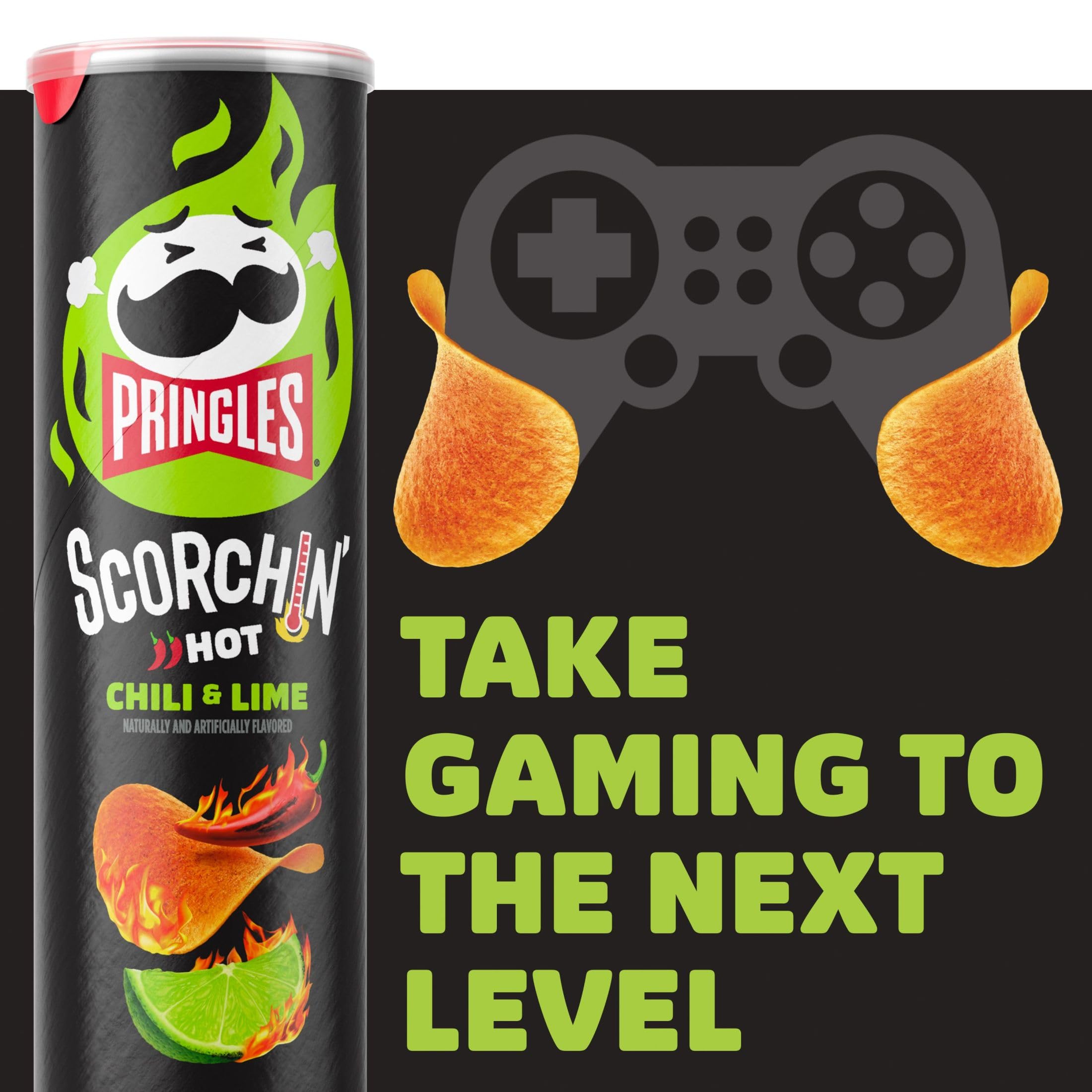 Pringles Scorchin' Chili & Lime Flavored Potato Crisps Chips - 5.5 Oz (2 Pack) with Free By The Cup Mints - Spicy Snacks for Parties, Road Trips & Movie Nights