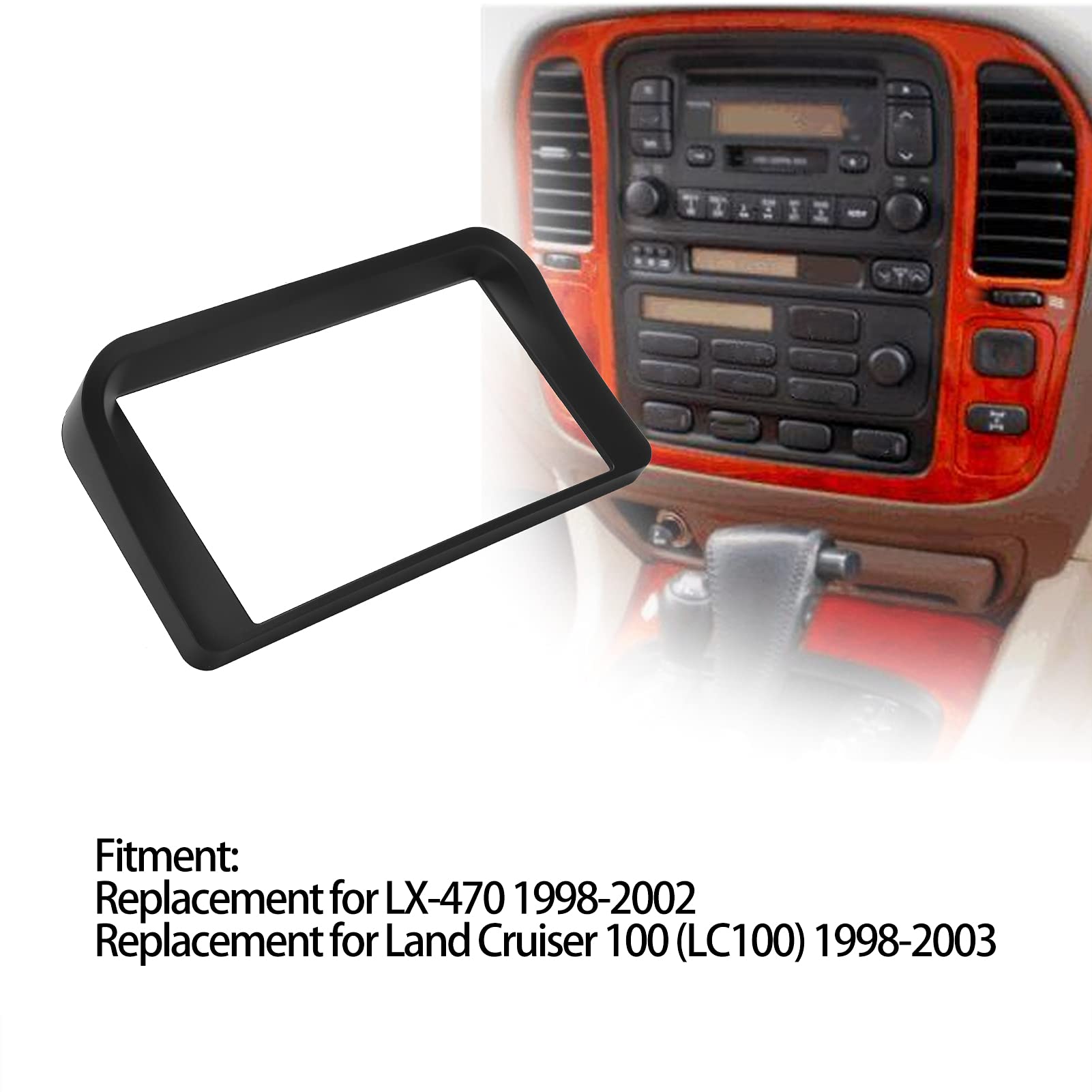 2-DIN Car Radio Dash Kit - ABS Black Stereo Installation Panel for Lexus LX-470 (1998-2002) & Toyota Land Cruiser 100 (LC100 1998-2003) - Perfect for Aftermarket Audio Upgrade & DIY Car Stereo Installation