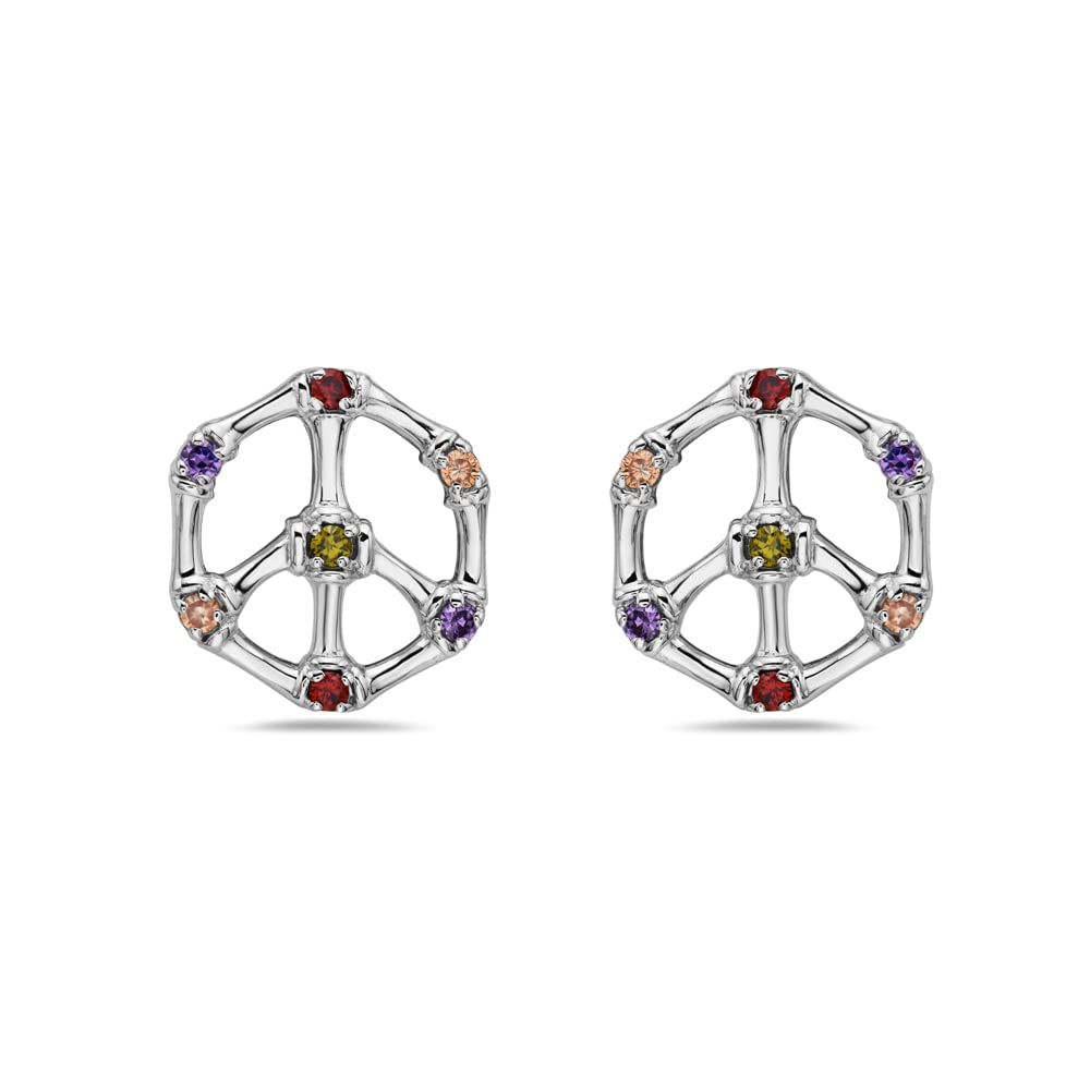 925 Sterling Silver Peace Sign Stud Earrings for Women - Hypoallergenic Gift for Hippie, Boho & Punk Fashion - Perfect for Everyday Wear & Special Occasions