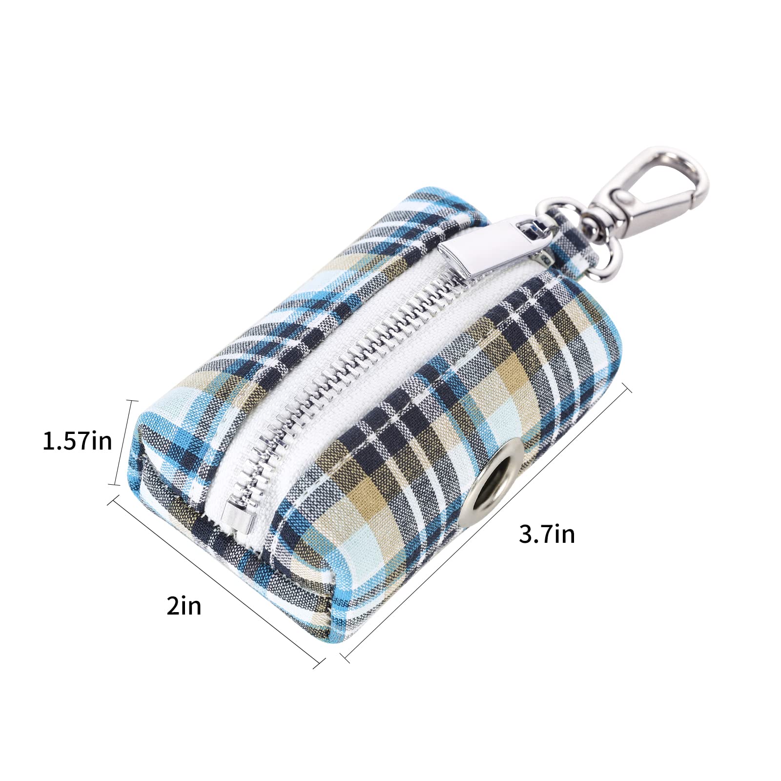 Lionet Paws Cute Dog Poop Bag Holder with Leash Attachment - Light Blue Cotton Dispenser Includes Waste Bags - Perfect for Walking, Training, and Outdoor Adventures with Your Pet