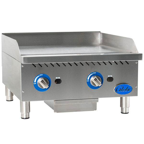 Globe GG24G 24-Inch Commercial Countertop Gas Griddle - Perfect for Restaurants, Food Trucks & Outdoor Cooking