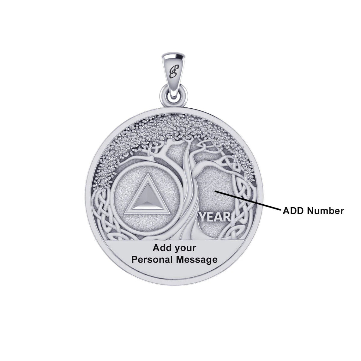Tree of Life Sterling Silver Coin Pendant - Double Sided AA Recovery Jewelry TPD6334 for Meditation, Yoga & Spiritual Healing