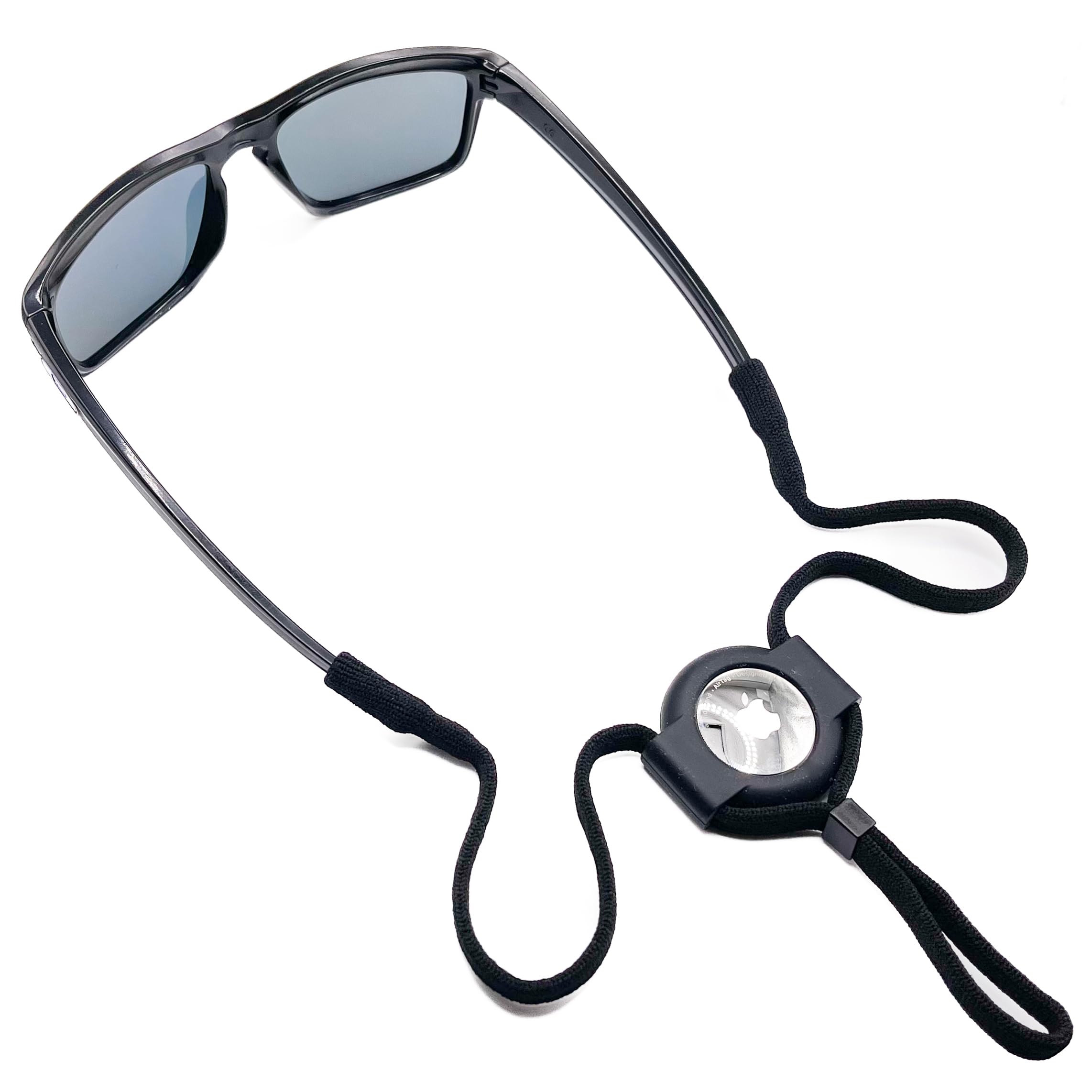 **Anti-Loss Eyeglass Lanyard with AirTag Holder – Adjustable Sunglasses Strap for Glasses & Sunglasses – Secure Sports Strap (Black) – Perfect for Running, Hiking & Outdoor Activities**