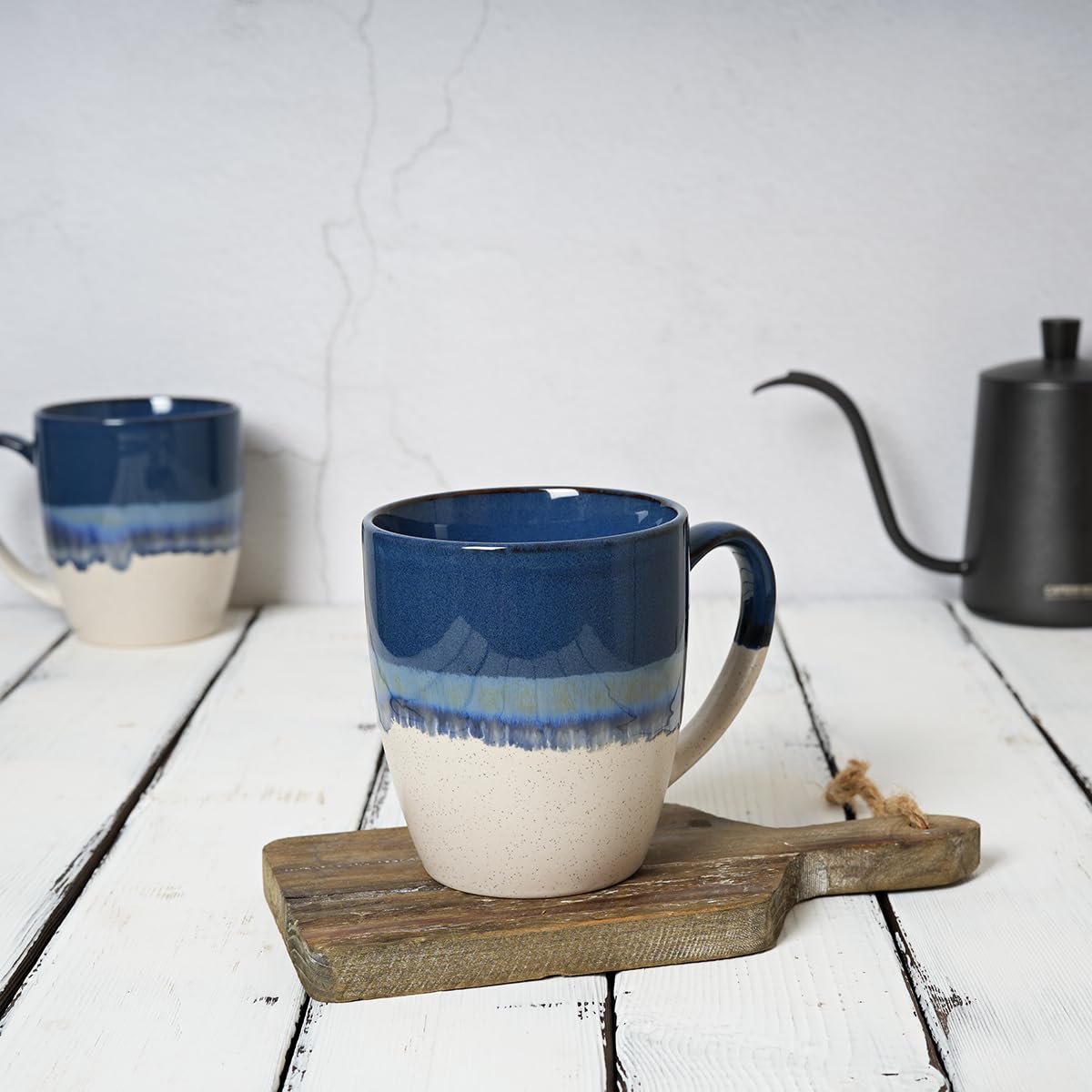 Bosmarlin 17 Oz Ceramic Coffee Mug Set of 4 - Large Handle, Microwave & Dishwasher Safe - Unique Reactive Glaze Design - Perfect for Home, Office & Gifts