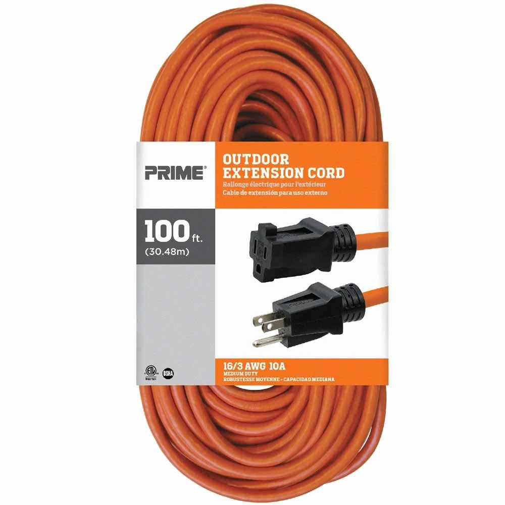 100 ft. 16/3 Gauge SJTW Heavy Duty Outdoor Extension Cord - Orange, Waterproof & Weather Resistant for Garden, Power Tools, and Outdoor Lighting