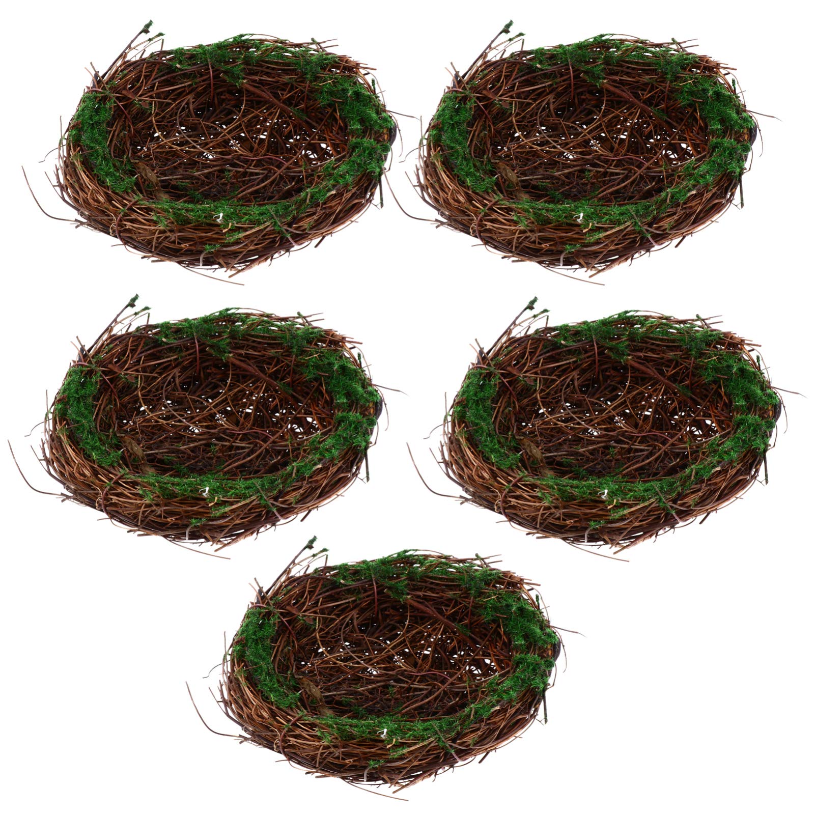 KESYOO 5-Piece Vine Bird Nest Easter Miniatures - Spring Tabletop Decor, Easter Tree Ornaments, Rattan Hummingbird Nest Home Decor for Indoor/Outdoor Use - Perfect for Easter Party, Spring Centerpiece & Garden Decorations