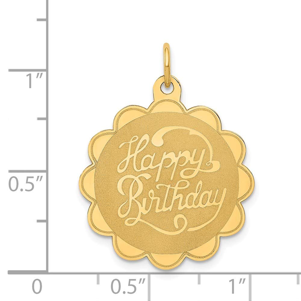14k Yellow Gold Happy Birthday Charm Pendant - 28mm x 22mm Solid Gold Gift for Women, Birthday Jewelry for Mom, Daughter, Friend - Perfect for Birthdays, Anniversaries & Special Occasions