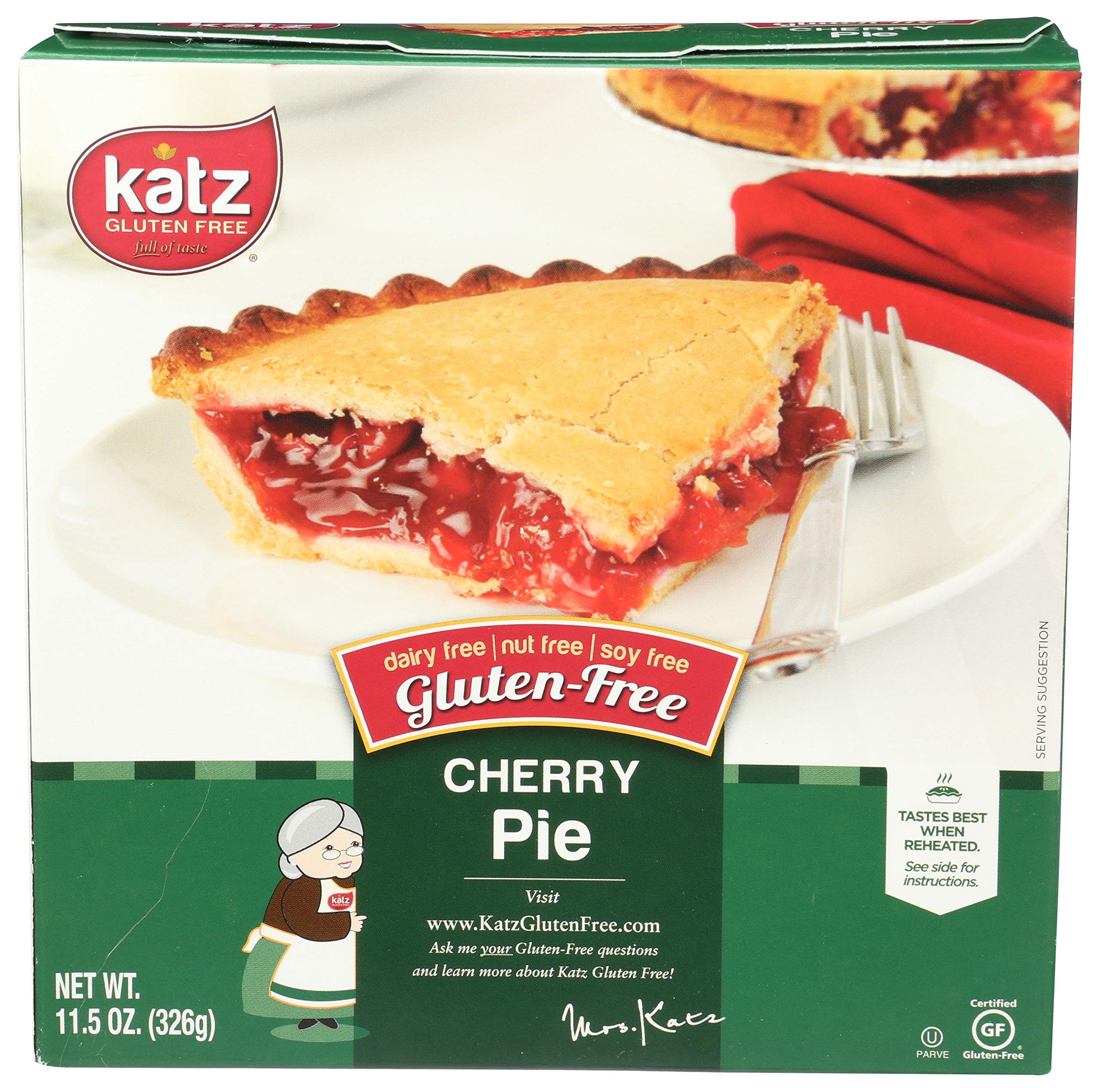 Katz Gluten Free Personal Size Cherry Pie - Dairy Free, Nut Free, Soy Free, Kosher Certified (11.5 oz) | Perfect for Snacks, Lunchboxes & Gluten-Free Diets