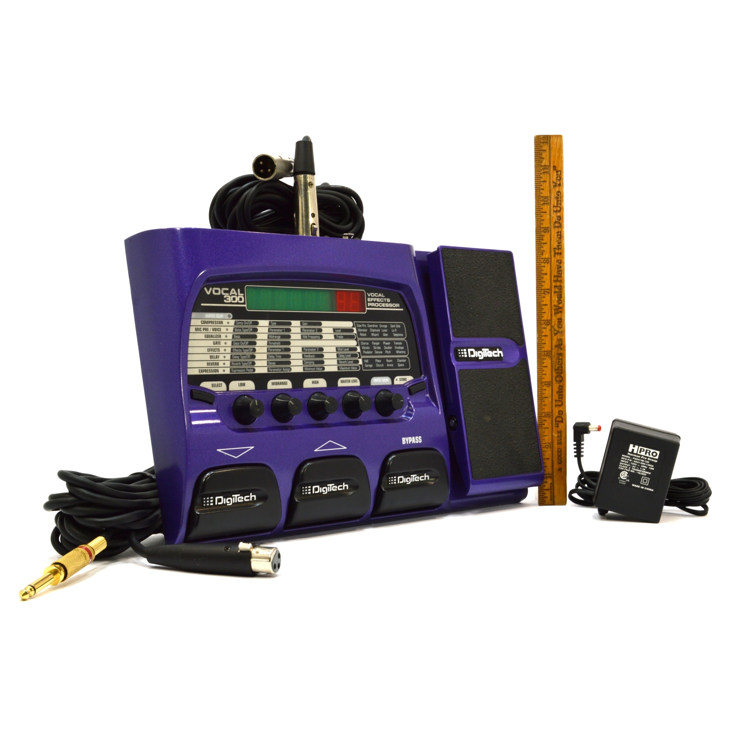 Used Digitech VOCAL 300 VOC300V Vocal Effects Processor Pedal with Cables - Perfect for Live Performances & Studio Recording