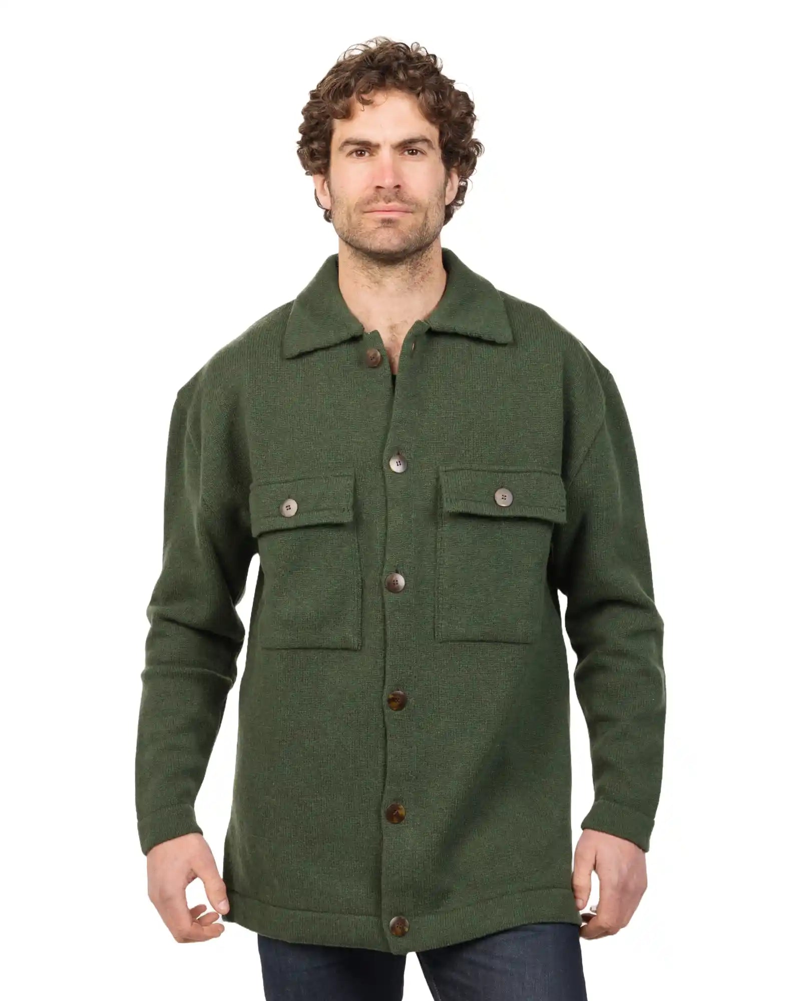 Olive Men's Wool Shacket Jacket - Warm & Stylish Winter Coat for Outdoor Activities HS001 | Perfect for Hiking, Camping, and Casual Wear