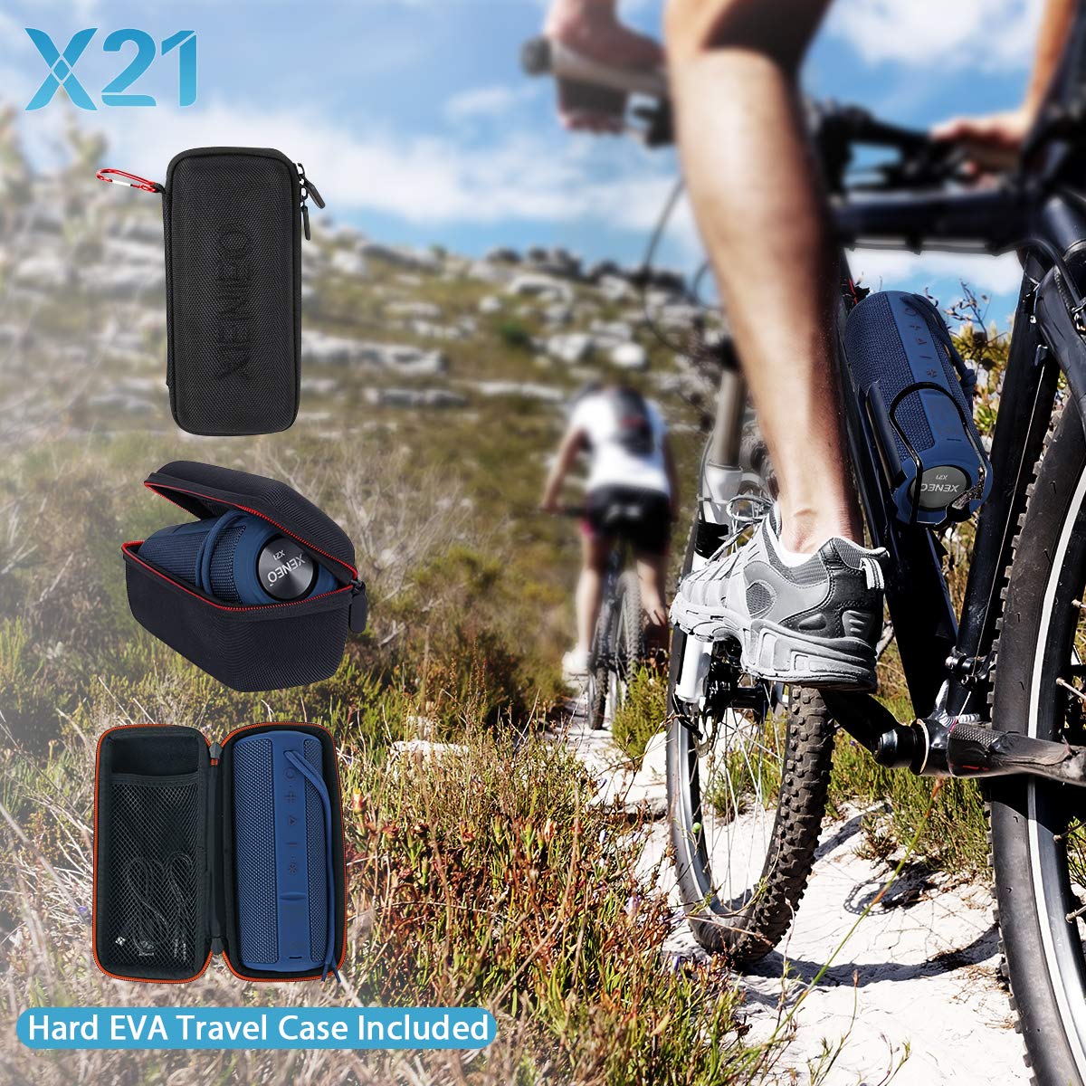 X21 Portable Bluetooth Speaker - Wireless, Waterproof, FM Radio, MP3 Player with Micro SD Card - Perfect for Outdoor, Beach, Camping & Travel (Blue)