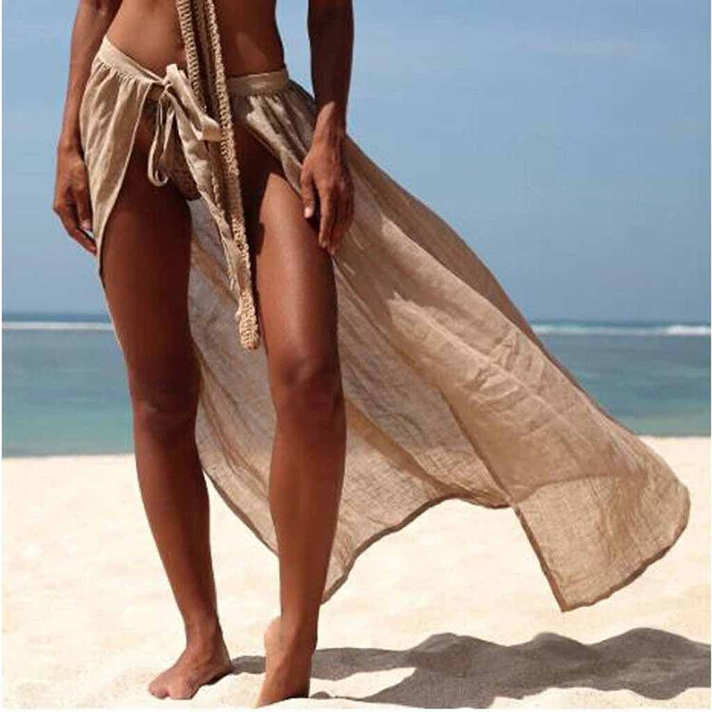 HTKLCZ Sexy Women's Bikini Cover Up - Sheer Beach Maxi Wrap Skirt with High Split, Sarong Pareo for Summer Swimwear (Gray) | Perfect for Poolside, Beach Vacations & Tropical Getaways