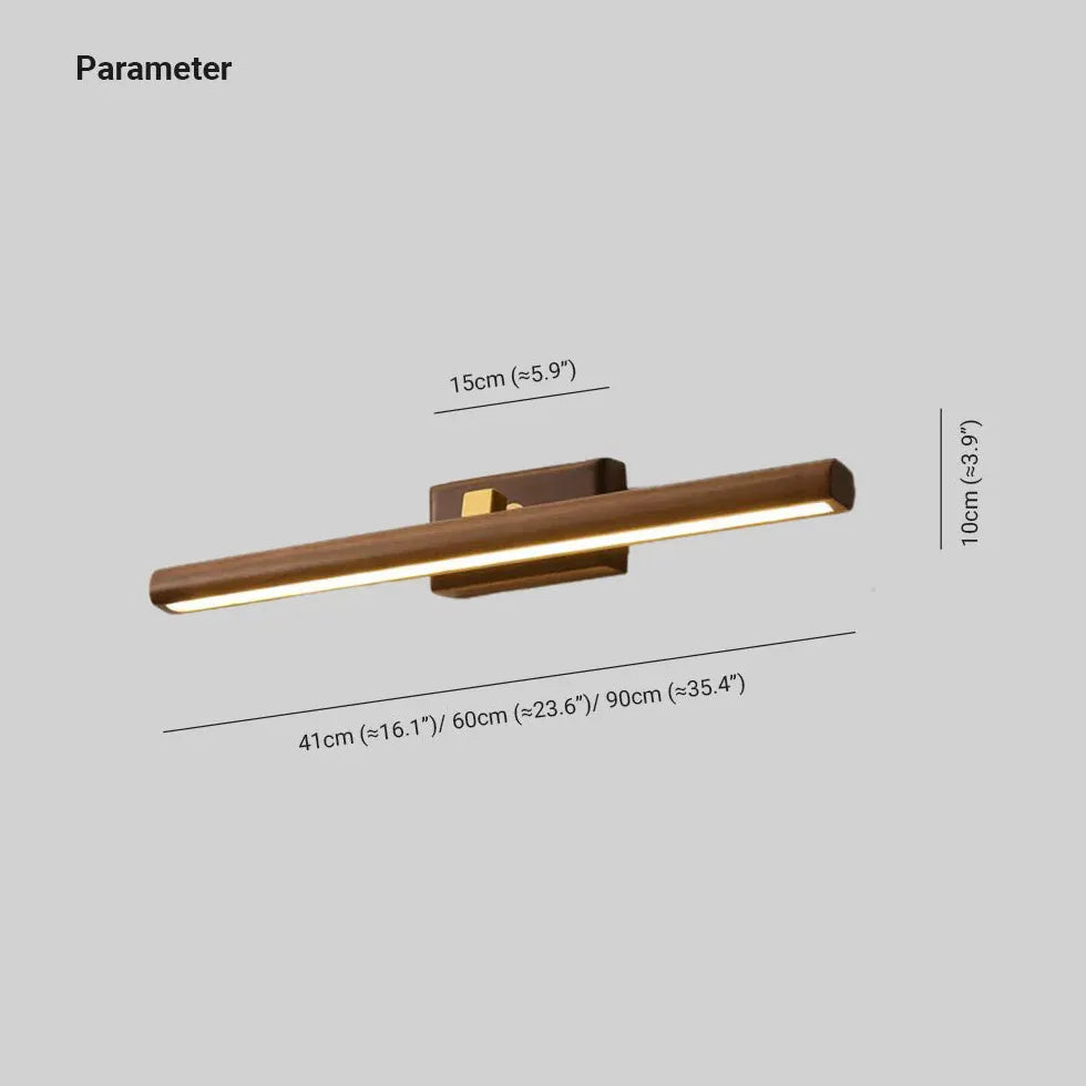 Natural Wooden Long Strip Bathroom Wall Lights - Modern LED Vanity Mirror Lighting for Spa, Makeup, and Relaxation