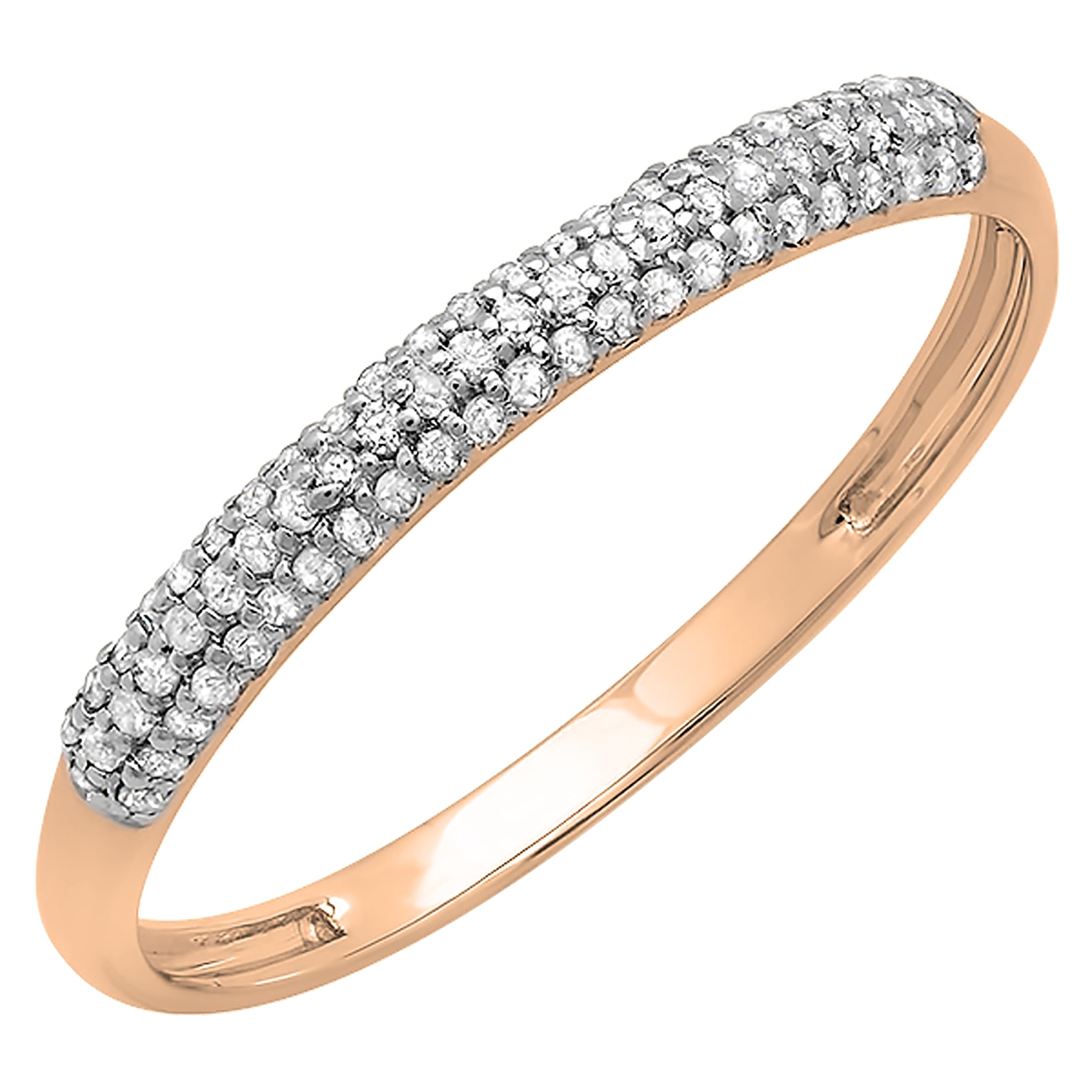 0.16 Cttw 14K Solid Gold Round White Diamond Women's Bridal Anniversary Wedding Band Stackable Ring - Perfect for Engagement, Proposal, Gift & Everyday Wear