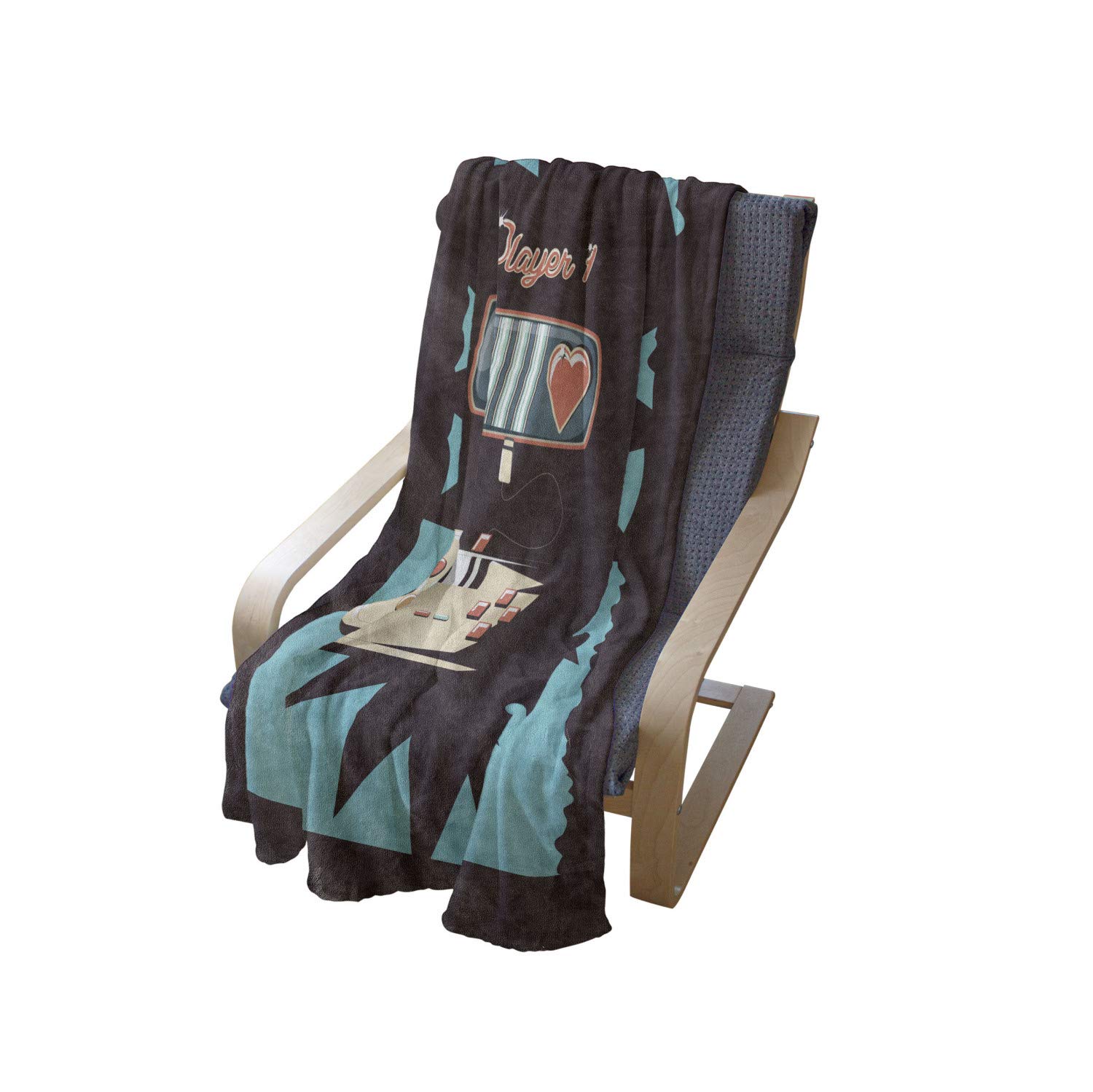 Ambesonne Gaming Throw Blanket - Nostalgic Gameboy Design for Multiple Players, Soft Flannel Fleece Blanket 50