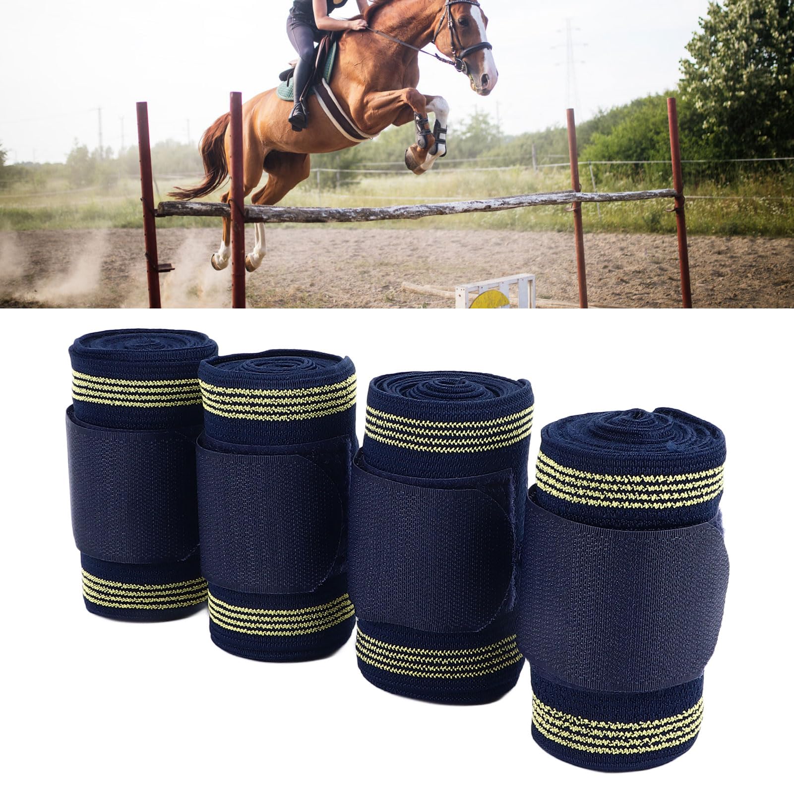 Kelepu Horse Leg Guards - 2 Pairs Front & Back Leg Wraps for Protection, Comfort & Fly Prevention | Durable Stable Boots for Riding, Training & Show Jumping | Perfect for Equestrian Sports, Trail Riding & Horse Care