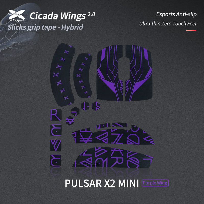 X Raypad Cicada Wings 2.0 (V2) Grip Tape - Compatible with Pulsar X2 Mini, X2V2 Mini & X2 CrazyLight Gaming Mouse - Enhanced Control for FPS, MOBA & Esports Gaming