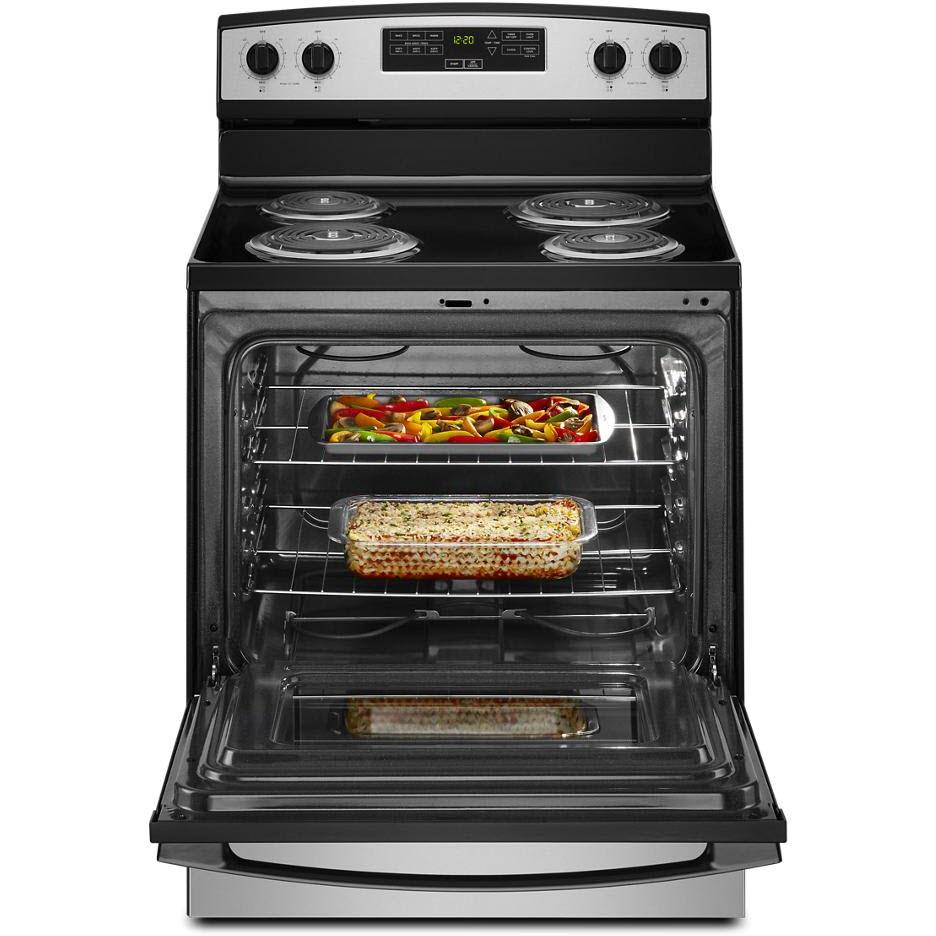 Amana 30 Inch Freestanding Electric Range YACR4303MMS - Stainless Steel Oven with Convection Bake - Perfect for Home Kitchens & Small Restaurants