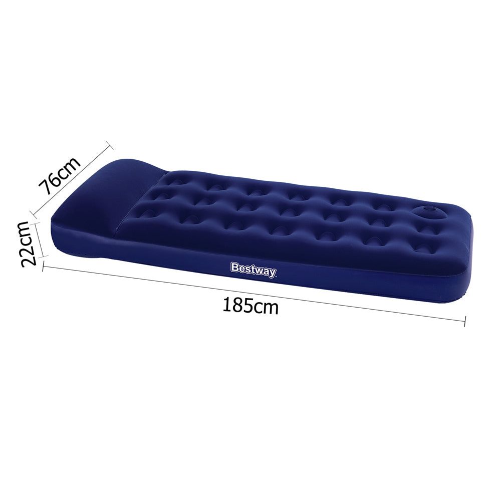 Bestway Single Size Inflatable Air Mattress - Navy Blue Portable Guest Bed for Camping, Travel & Home Use