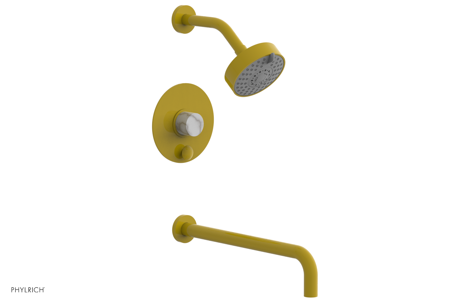 BASIC II 14 Pressure Balance Tub and Shower Faucet Set - White Marble Finish for Bathroom & Shower Installation (Model 230 28 14) | Perfect for Modern Home Renovation & Spa-Like Experience