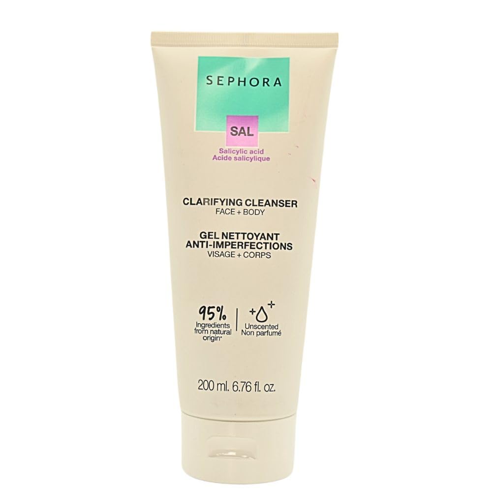 SEPHORA Clarifying Cleanser for Face & Body - 6.76 oz | Deep Cleansing & Pore Refining | Perfect for Acne-Prone & Sensitive Skin | Daily Skincare Routine & Post-Workout Refresh