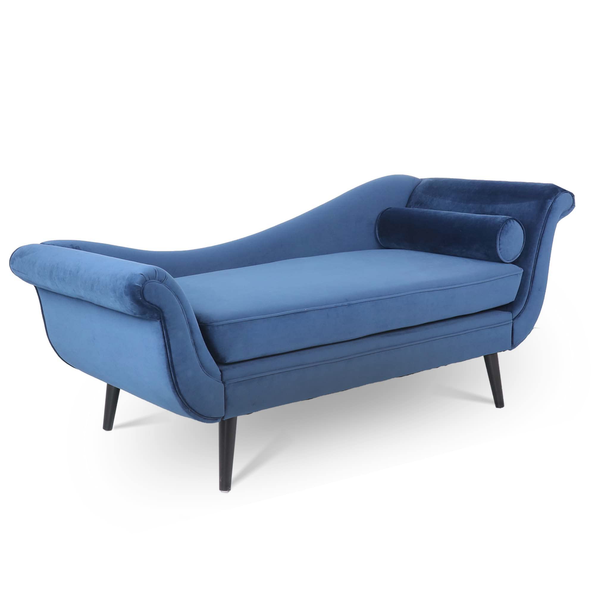 Bellemave Modern Upholstered Chaise Lounge Chair with Scroll Arms - Convertible Sleeper Sofa Bed for Living Room, Bedroom & Apartment - Soft Fabric Blue Chaise - Perfect for Relaxing, Reading & Small Space Living