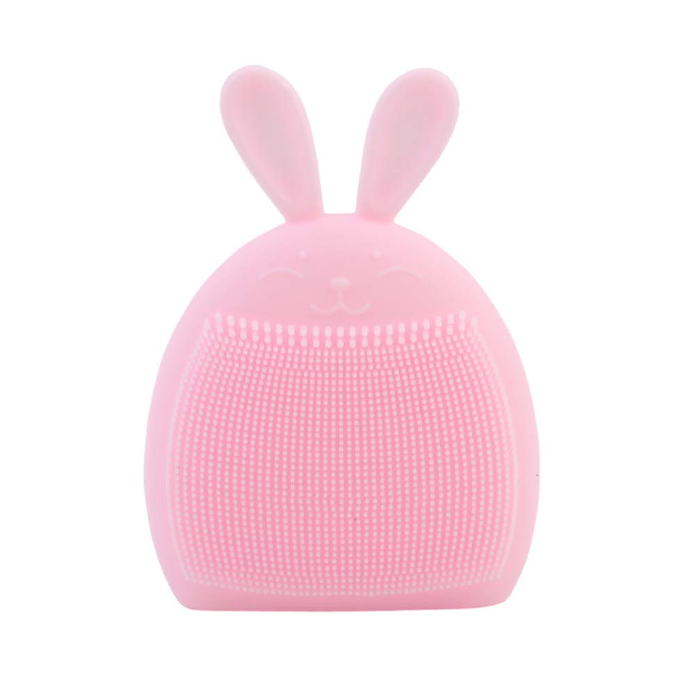 Soft Silicone Facial Cleansing Brush with Rabbit Ears - Gentle Exfoliating & Deep Cleaning Face Scrubber for Women & Babies - Perfect for Shower, Spa & Daily Skincare (Pink, 1pc)