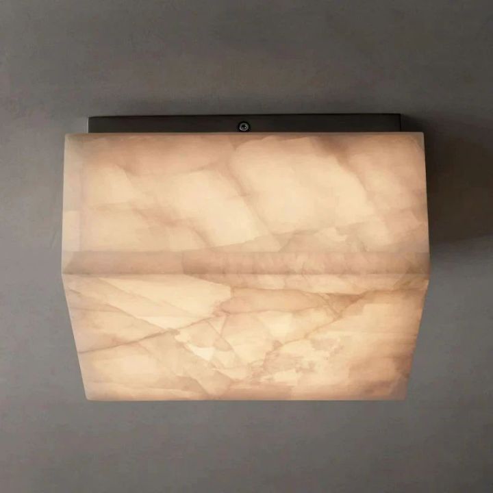 Derive Calcite Square Flushmount Ceiling Light Fixture 61014 - Modern LED Lighting for Bedroom, Kitchen, Hallway & Office