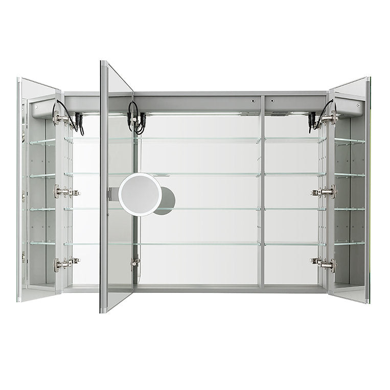 Aquadom Signature Royale 40x30 Inch LED Lighted Triple Door Bathroom Medicine Cabinet - Perfect for Modern Home, Spa & Hotel Vanity Organization