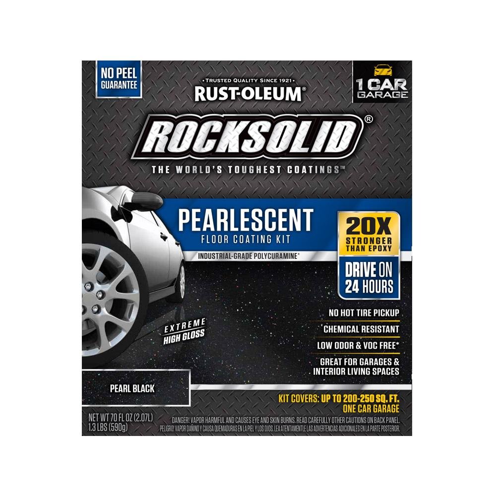 Rust-Oleum 306325 RockSolid Pearlescent 1 Car Garage Floor Coating Kit - Pearl Black | Durable Epoxy Paint for Garage Floors, Basements & Workshops | Easy DIY Application, High Gloss Finish