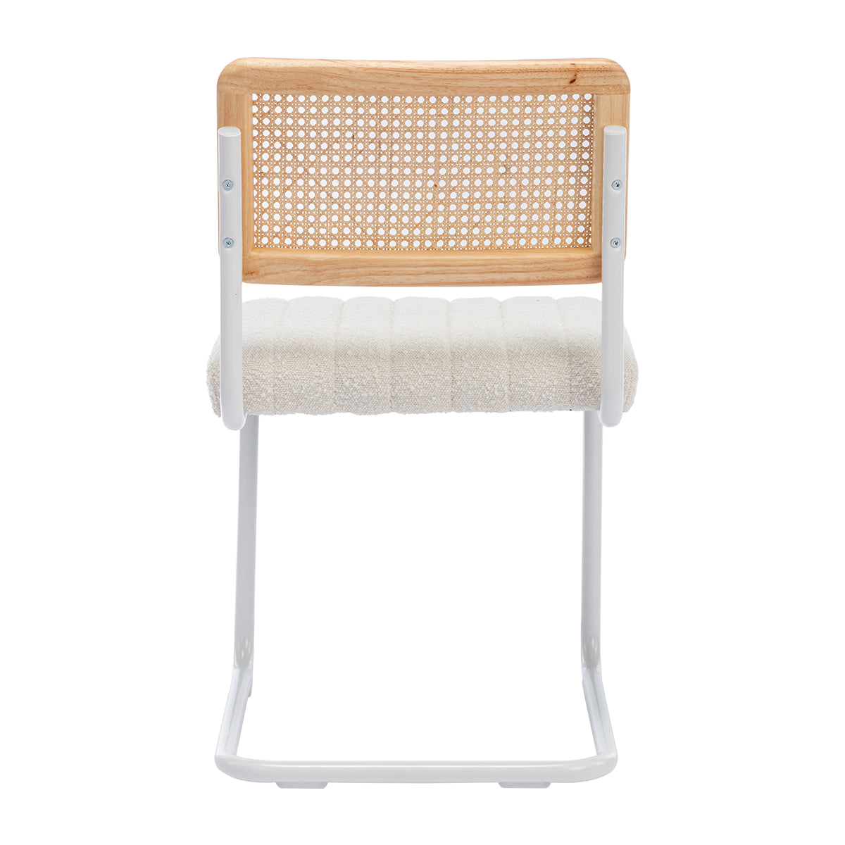 Blake Rattan Boucle Dining Chair - Modern Woven Rattan Accent Chair for Kitchen, Dining Room, or Breakfast Nook - Comfortable & Stylish Seating for Home Decor