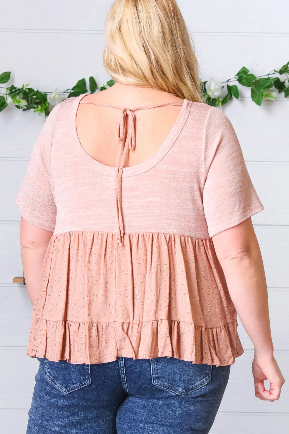 Elegant Mauve Tie Back Crinkle Floral Blouse for Women | Summer Boho Chic Tunic Top | Perfect for Beach Vacations & Date Nights