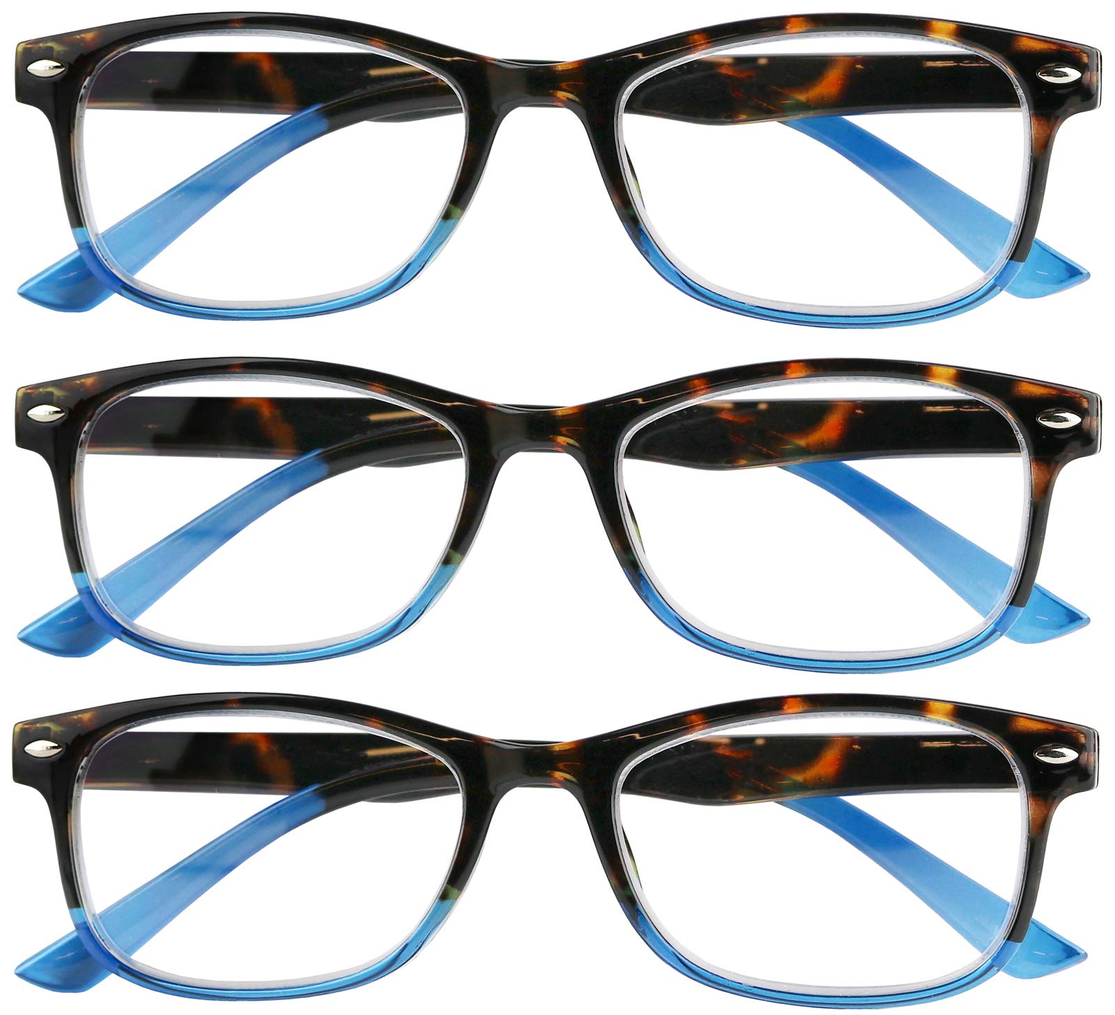 Success Eyewear Reading Glasses Set of 3 - Lightweight Spring Hinge Readers for Men & Women (+1.00 to +3.50 Strength) - Perfect for Reading Books, Computer Work & Daily Use