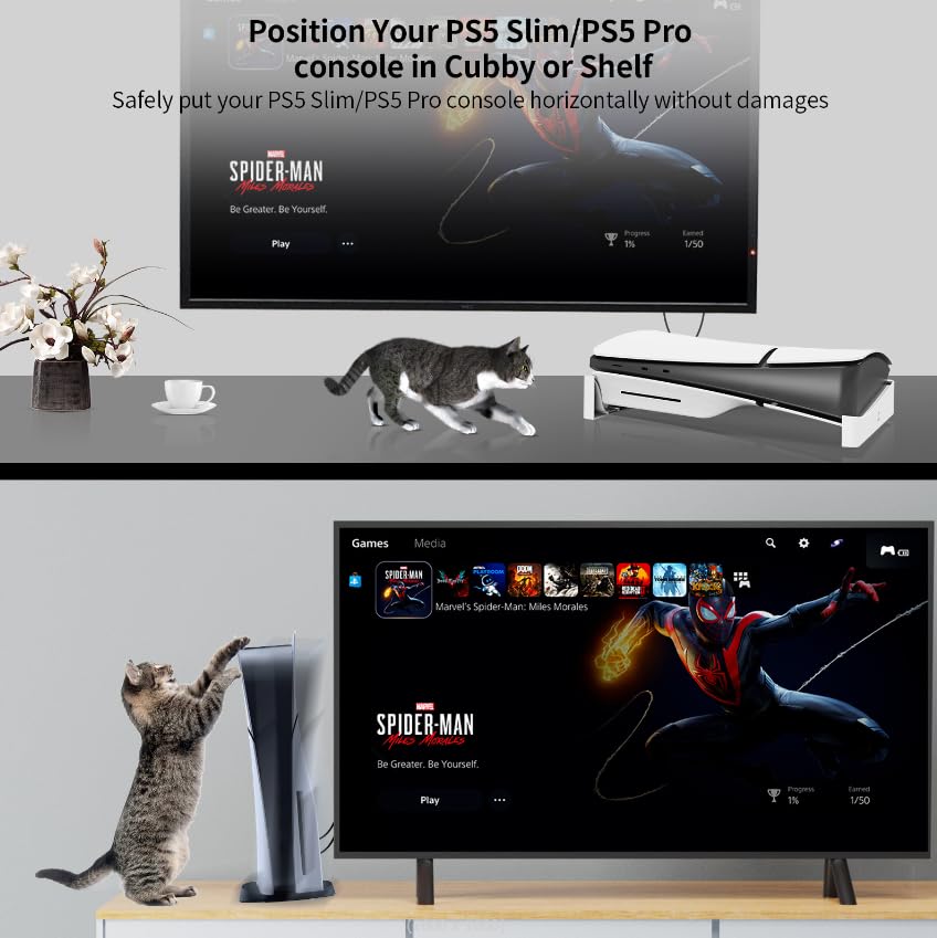 PS5 PRO & PS5 Slim Horizontal Mounting Bracket - Easy Installation, High Stability Gaming Stand - Black | Perfect for Wall Mounting & Space-Saving Gaming Setup