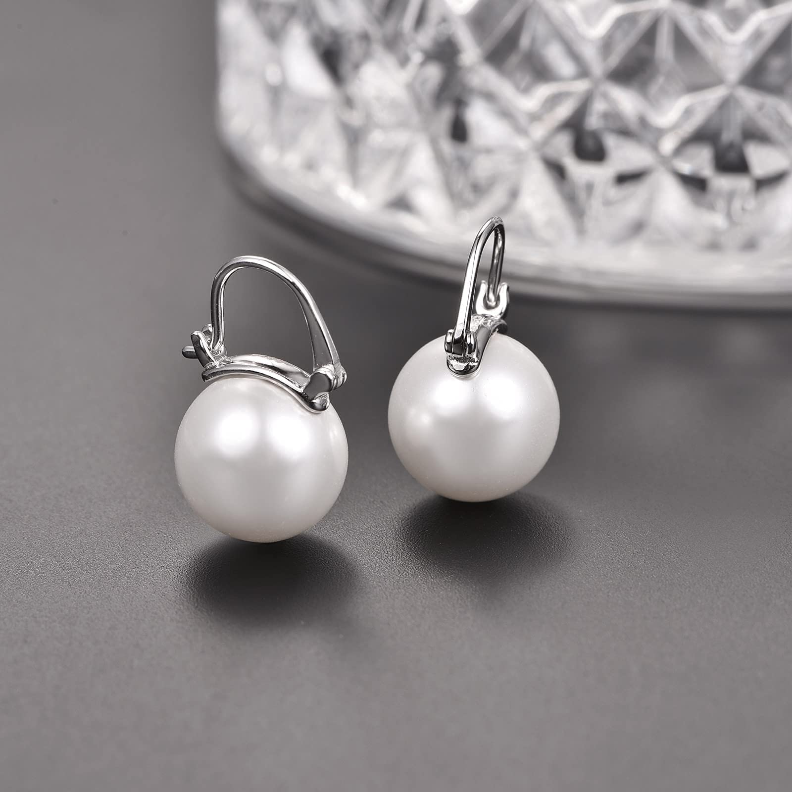 925 Sterling Silver Pearl Earrings for Women - Elegant Dangle Drop Earrings, Huggie Hoop Style, Perfect Mother's Day Gift (Ideal for Weddings, Parties & Special Occasions)