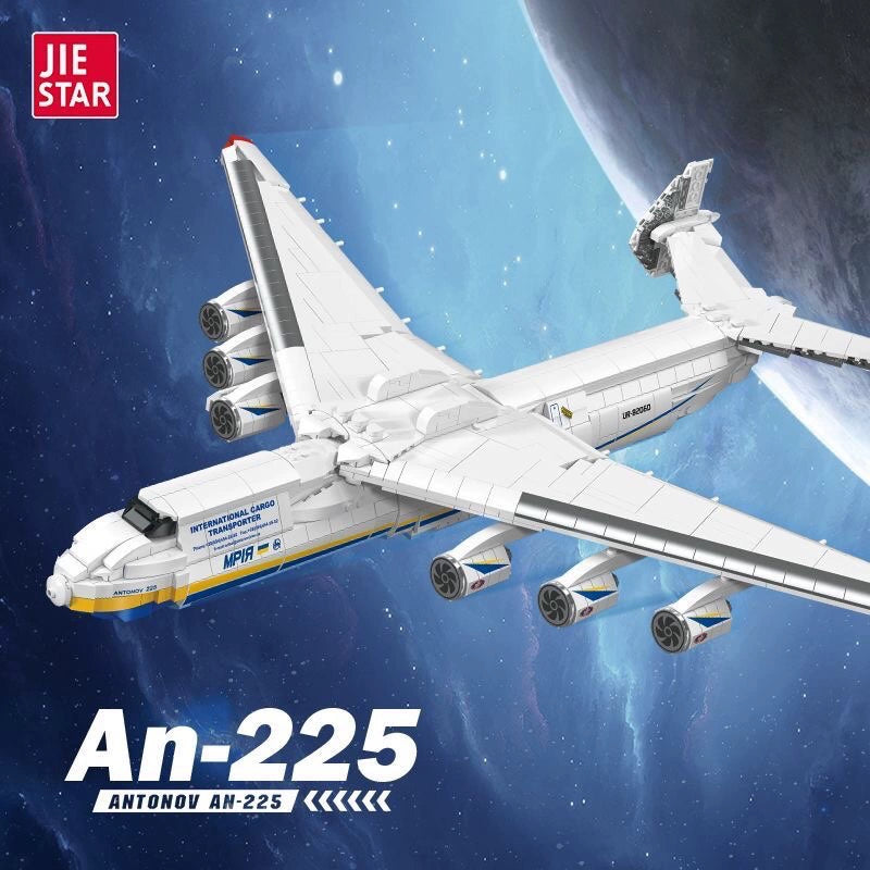 JIESTAR JJ9093 AN-225 Mriya 1:135 Scale Large Transport Aircraft Model - 1728 Pcs Building Blocks Set for Adults & Kids - Perfect for Aviation Enthusiasts, Collectors, and STEM Education