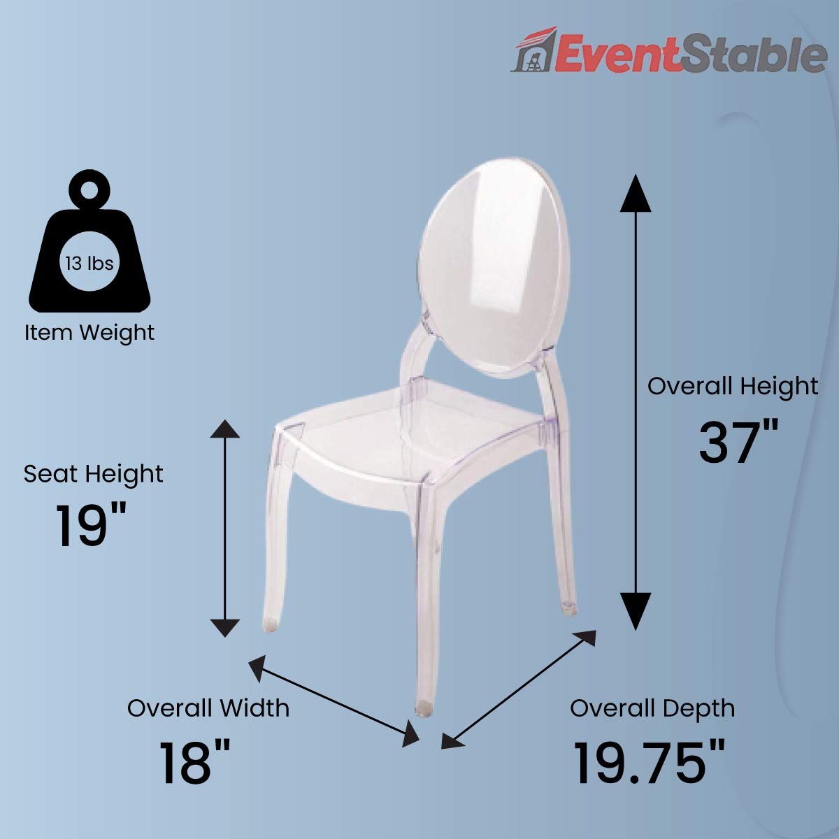 **EventStable Polycarbonate Clear Stacking Chairs - UV-Protected Armless Commercial Dining Chairs - Heavy-Duty Clear Acrylic Chairs for Indoor & Outdoor Events (100-Pack) - Perfect for Weddings, Banquets, and Catering Services**