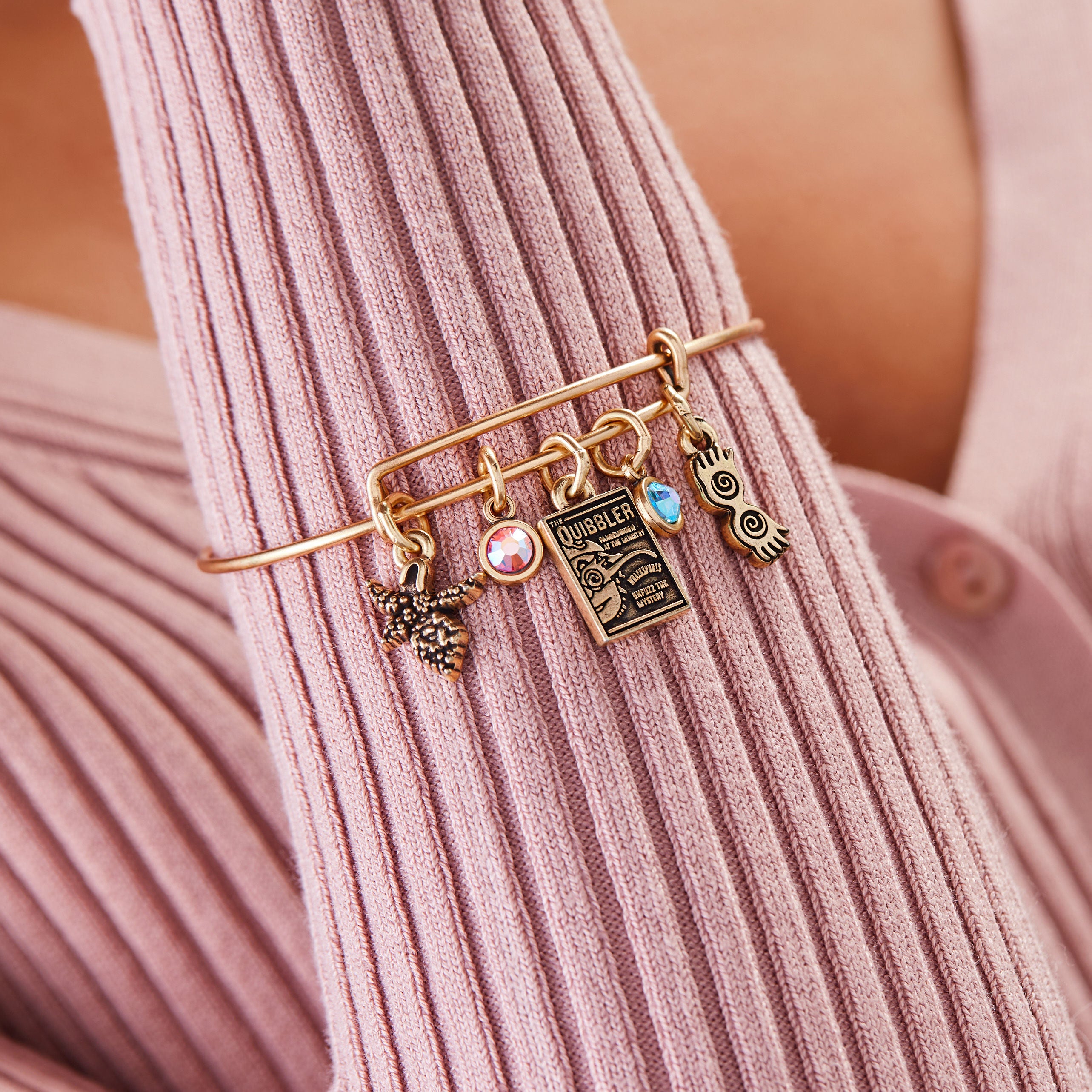 Harry Potter Luna Lovegood Multi-Charm Bangle Bracelet - Official Wizarding World Jewelry for Fans & Cosplay