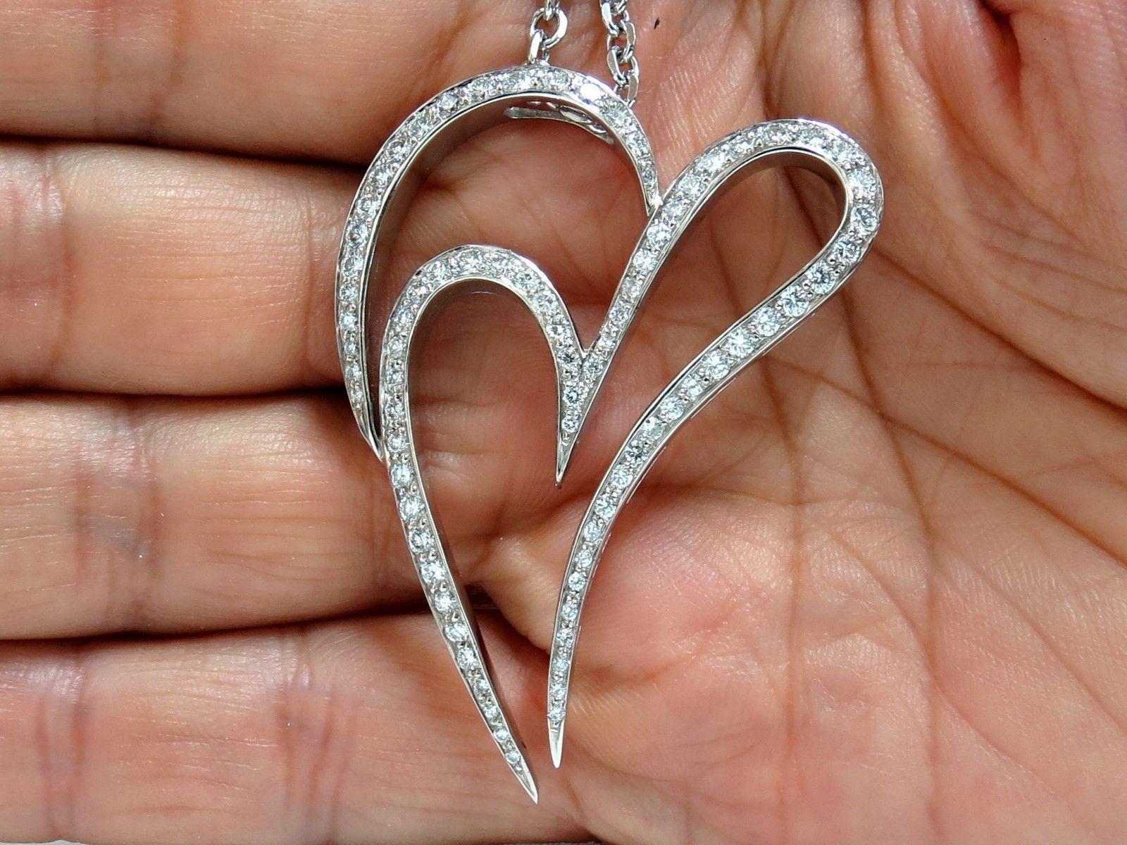 3.00 Carat Round Diamond Modern Swirl Heart Pendant with 14K Gold Chain - G/VS Quality, Rare & Elegant Jewelry for Anniversary, Valentine's Day & Special Occasion Gifts