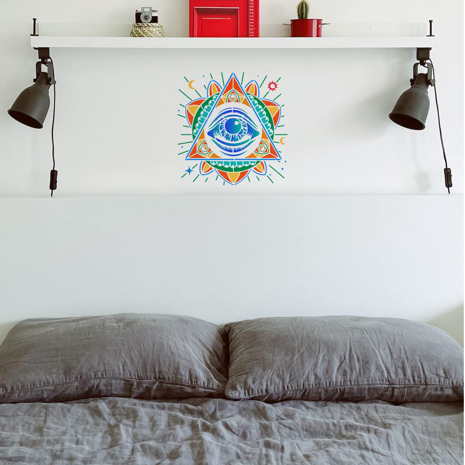 FINGERINSPIRE All Seeing Eye Painting Stencil 11.8x11.8 Inch - Pyramid Symbol, Eye of Providence Stencil for Wall Art, Wood Decor, Scrapbooking | Masonic, Spiritual & Esoteric Designs for DIY Projects & Home Decoration