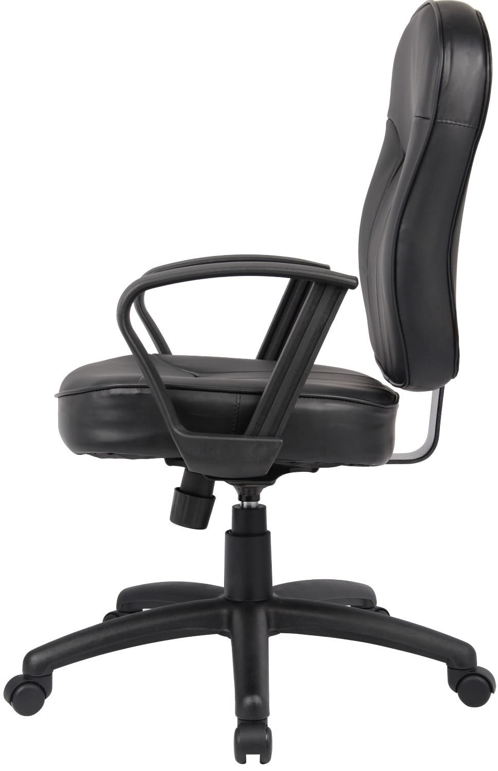 Premium Black Leather Task Chair with Loop Arms - Ergonomic Office Chair for Home & Business Workspaces